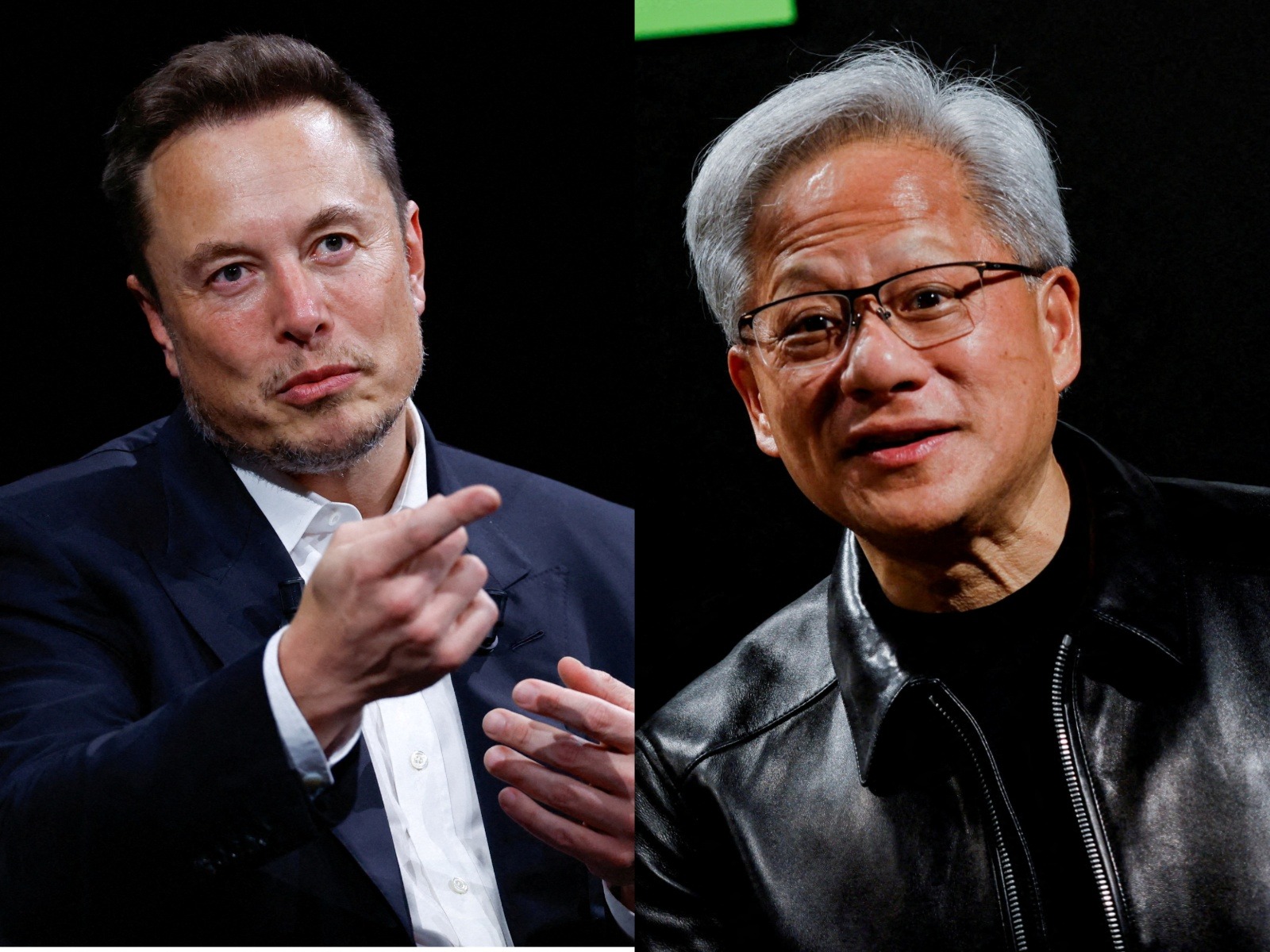 Elon Musk, CEO of Tesla and Jensen Huang, CEO of NVIDIA  (L to R) (File Photo/Reuters)