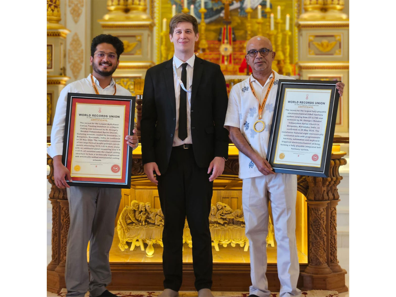 L to R: Mr. Salvis Jose Elanjikkal, Principal Architect Representative from the World Records Union Mr. Felix Silvester, Director, Madonna Electronics