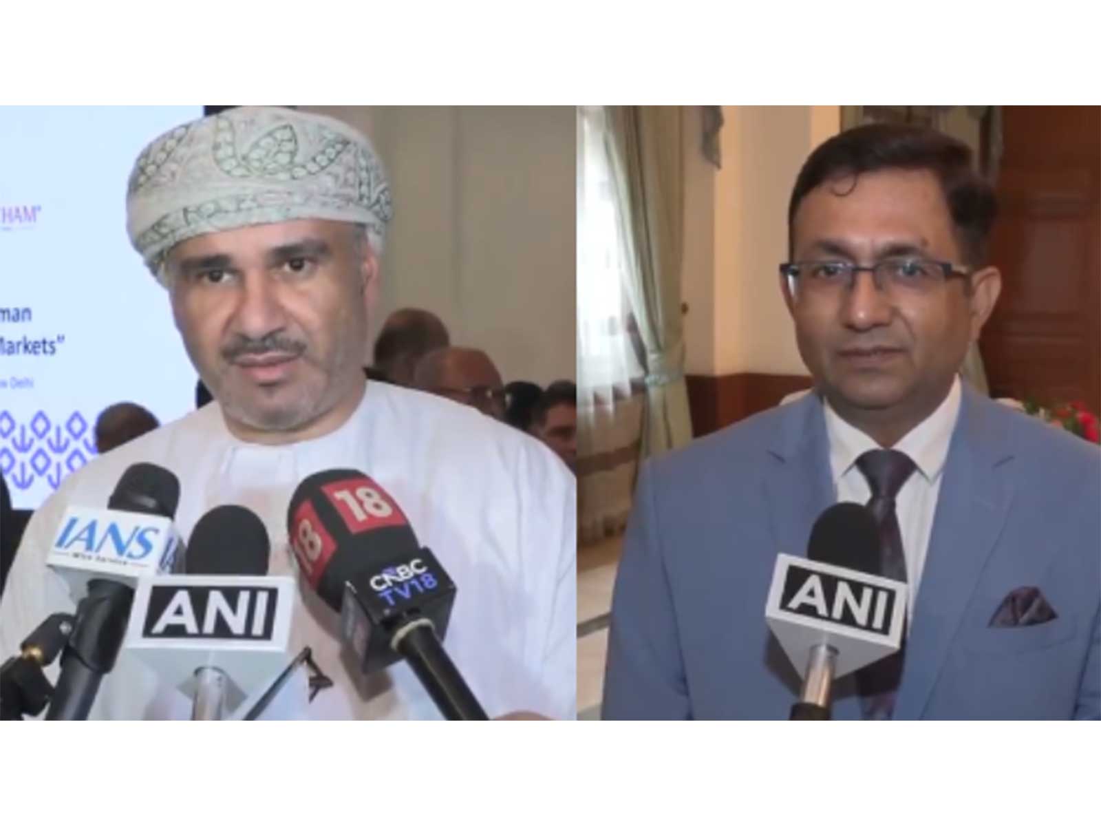 Issa Saleh Abdullah Alshibani, Ambassador of Oman to India and Hitender Mehta, Co-Chairman, National Council on SEZs and Industrial Zones, ASSOCHAM (Photo/ANI)