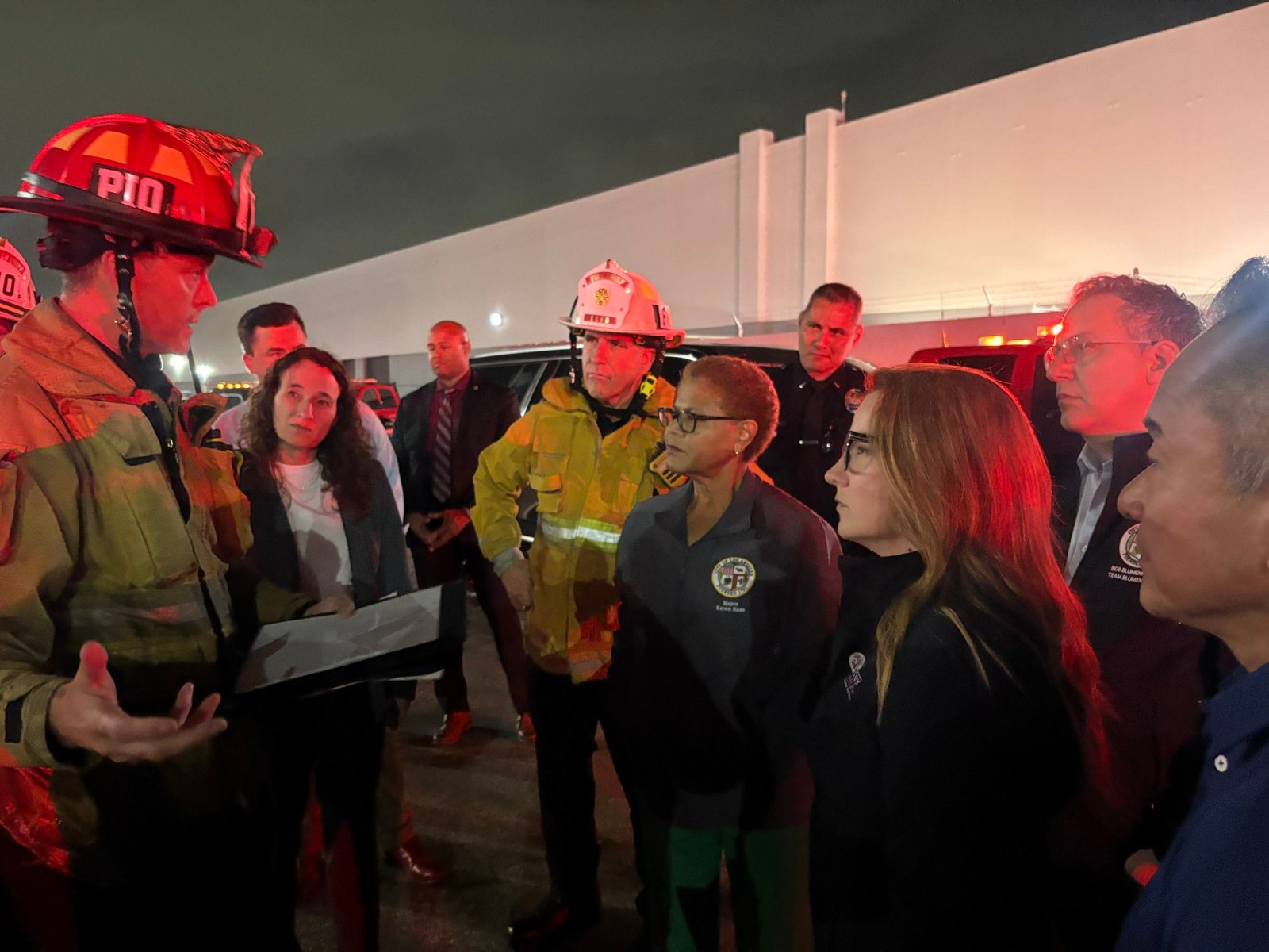 Los Angeles Mayor Karen Bass at the helicopter crash site (Photo/X/@MayorOfLA)