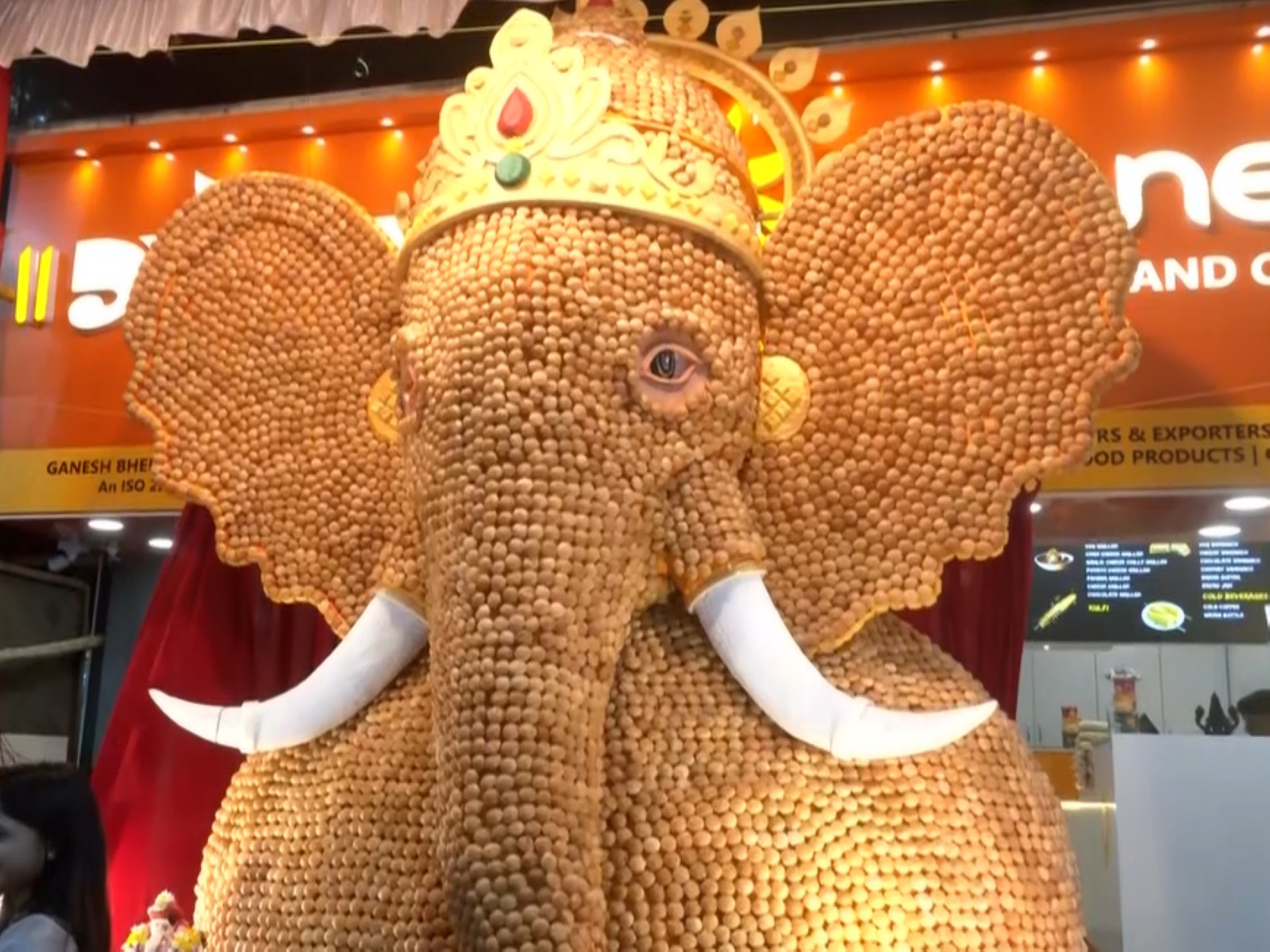 Ganpati idol made of pani puri (Image source: ANI)