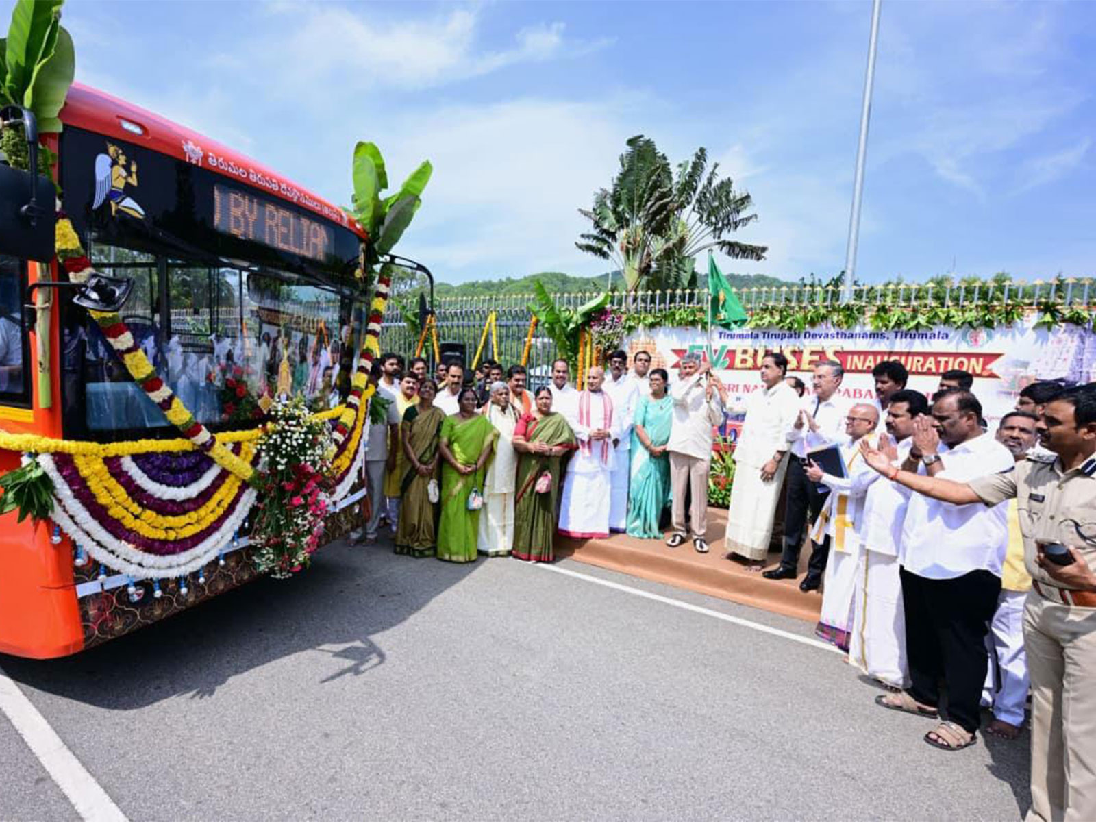 EV buses formally flagged off by Andhra Pradesh Chief Minister N. Chandrababu Naidu at an event in Tirumala (Photo/Press release)