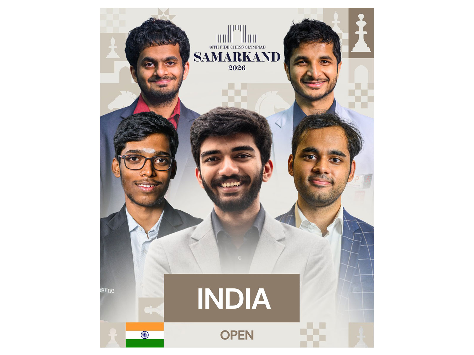 India (Open) squad for Chess Olympiad 2026. (Photo: X/ @FIDE_chess)