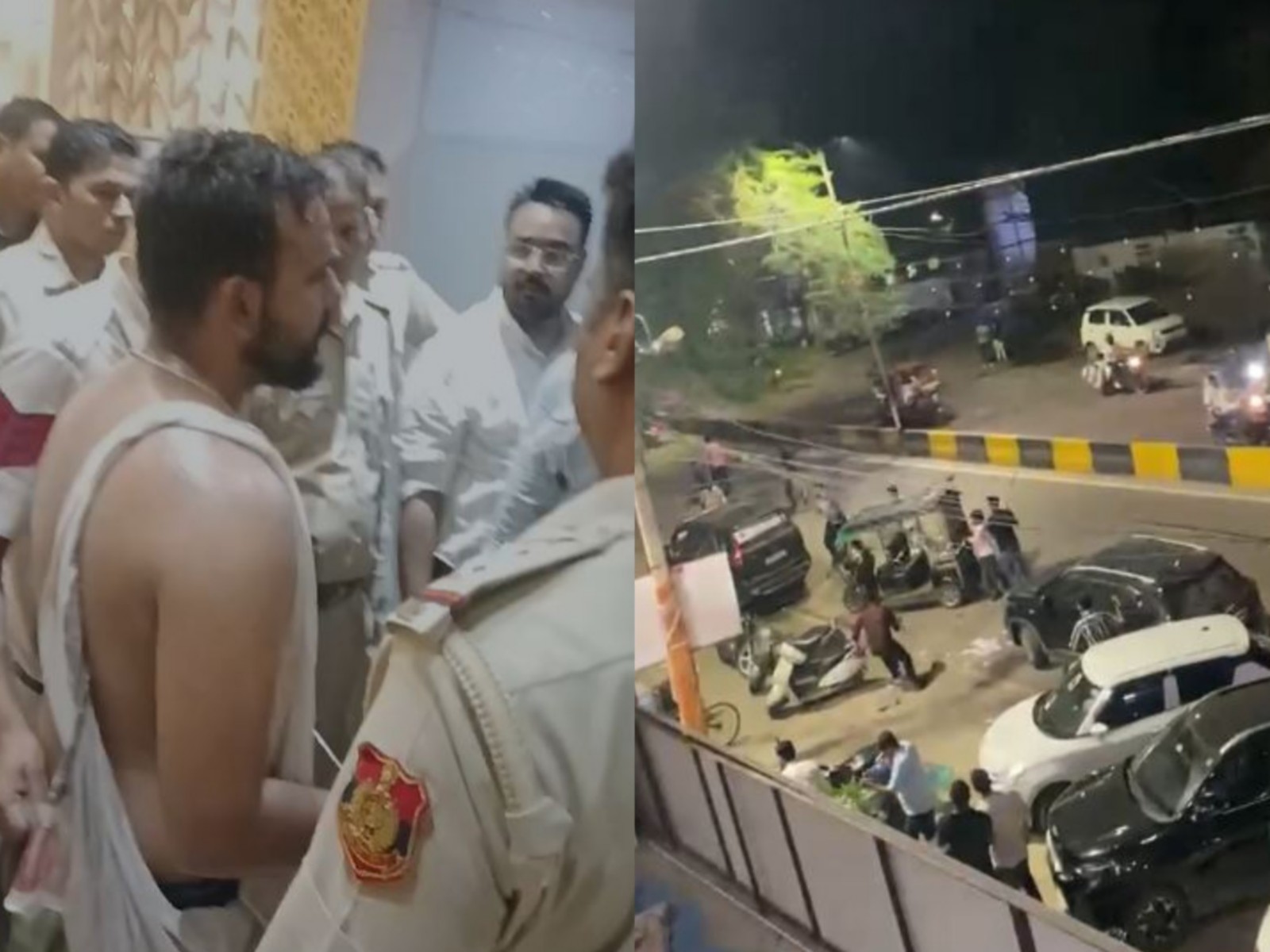 ABVP workers hand over an apprehended person to police following an alleged attack by NSUI workers in Delhi (Photo/AVBP)