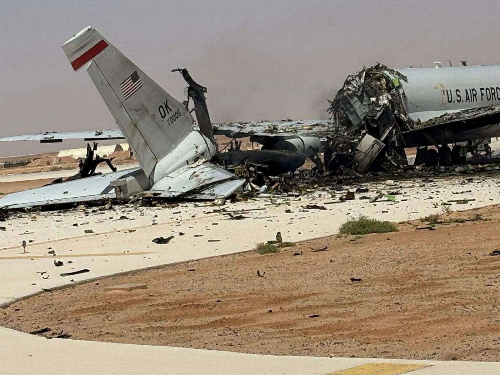 A damaged US Boeing E-3 Sentry aircraft following an Iranian strike at Prince Sultan Air Base in Saudi Arabia (File Photo/Reuters)