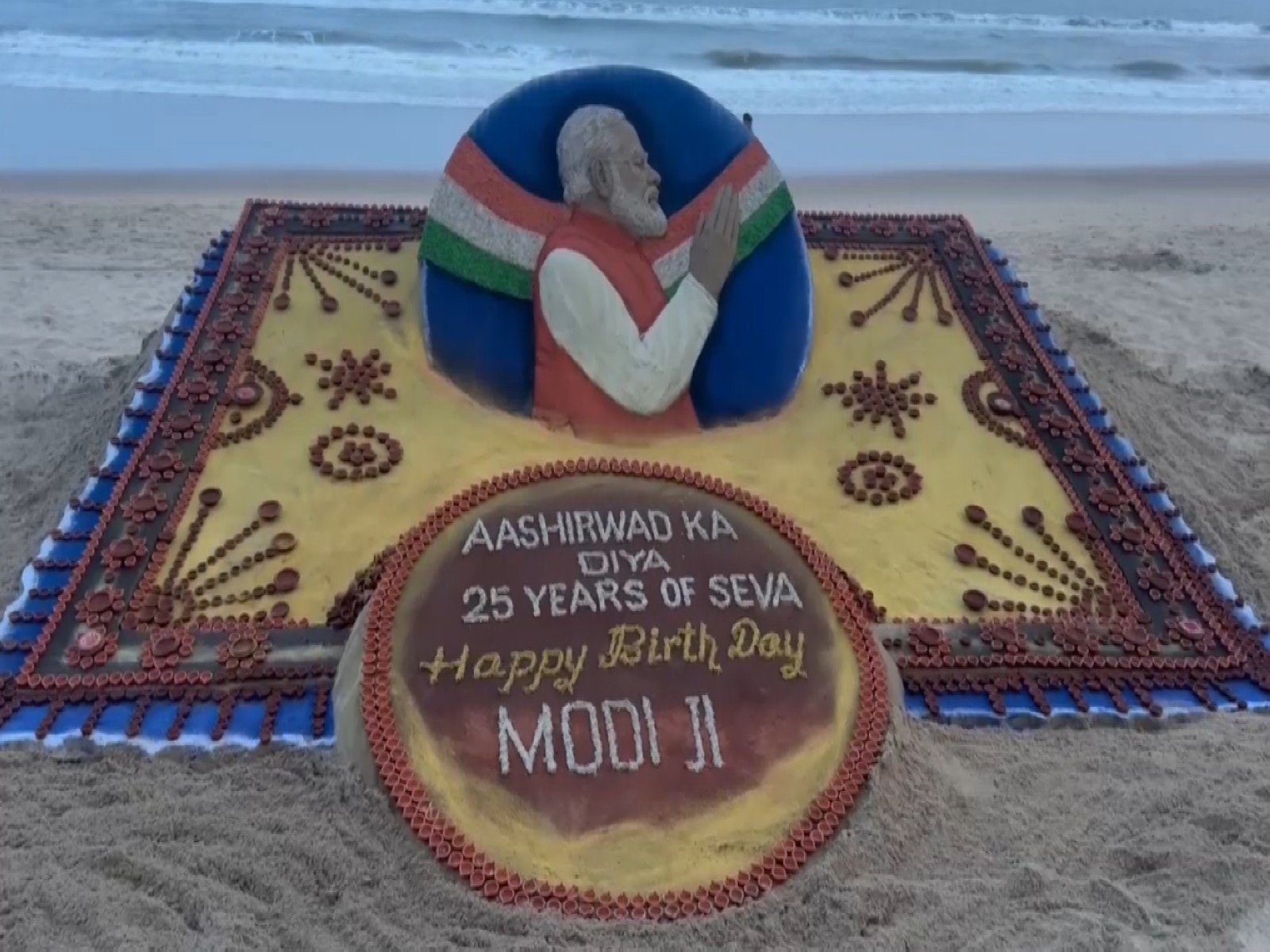 Sand Art by Sudarsan Pattnaik (Photo/ANI)