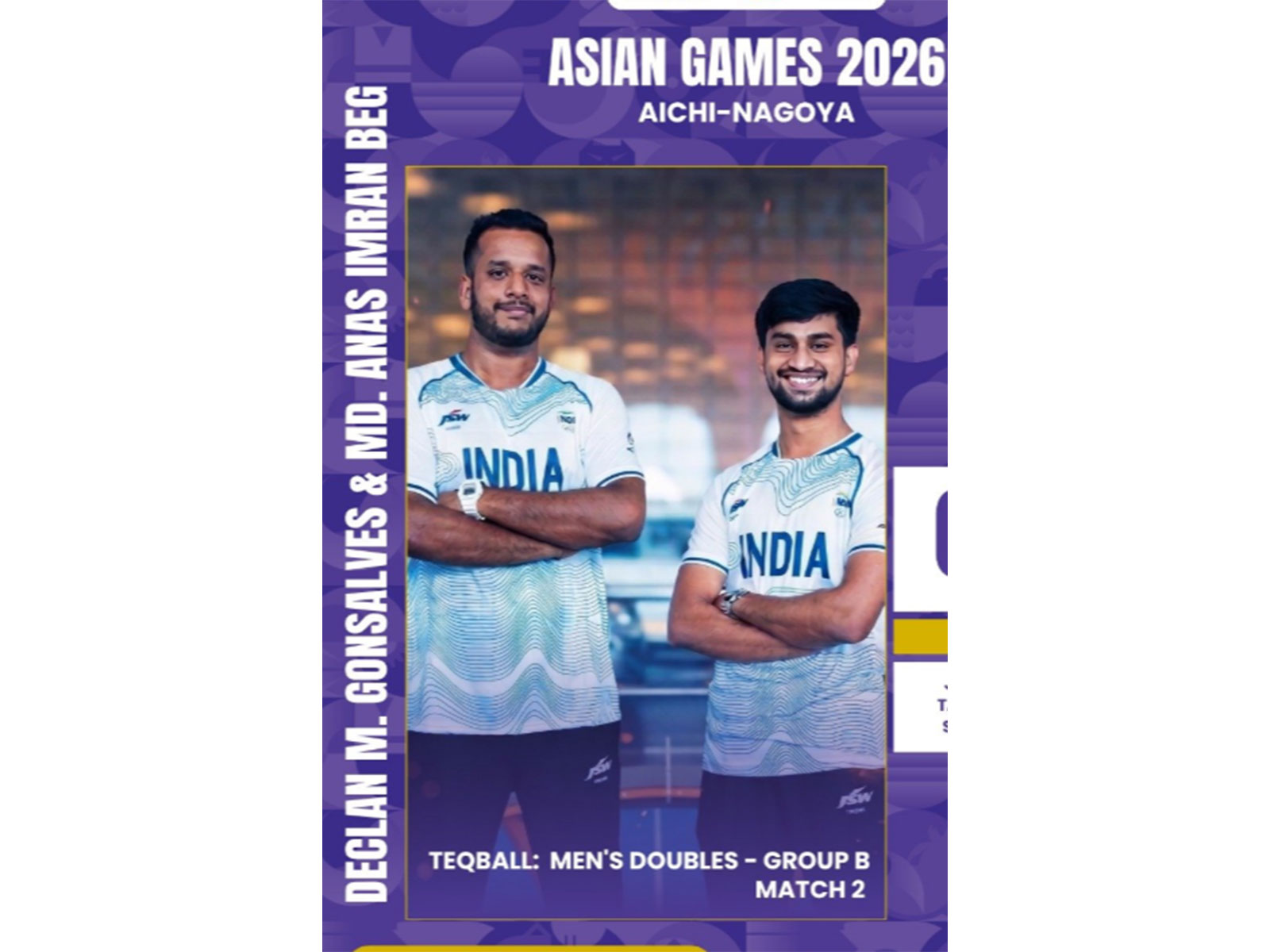 The Indian teqball pairing of Declan Gonsalves and Mohamed Beg. (Photo: @SAIMedia X)