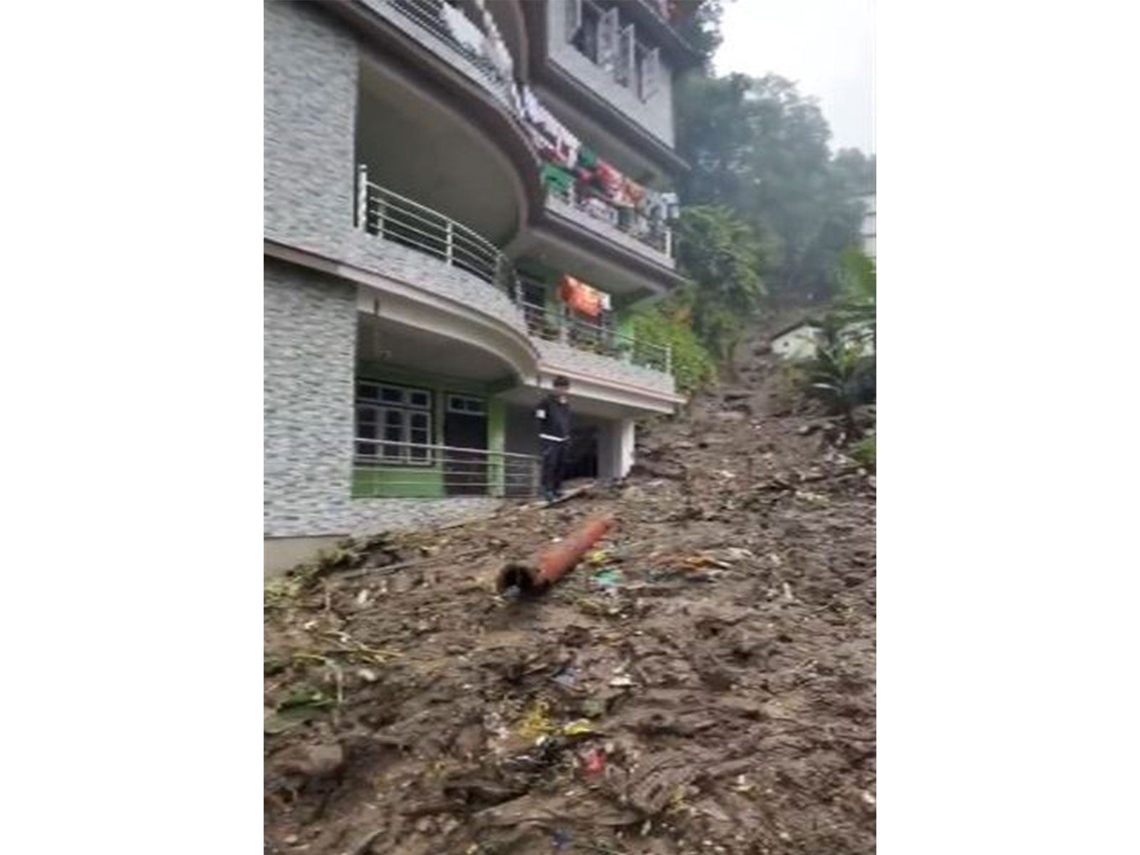 Landslide in Sikkim's Gangtok partially damages house (Photo/ANI)