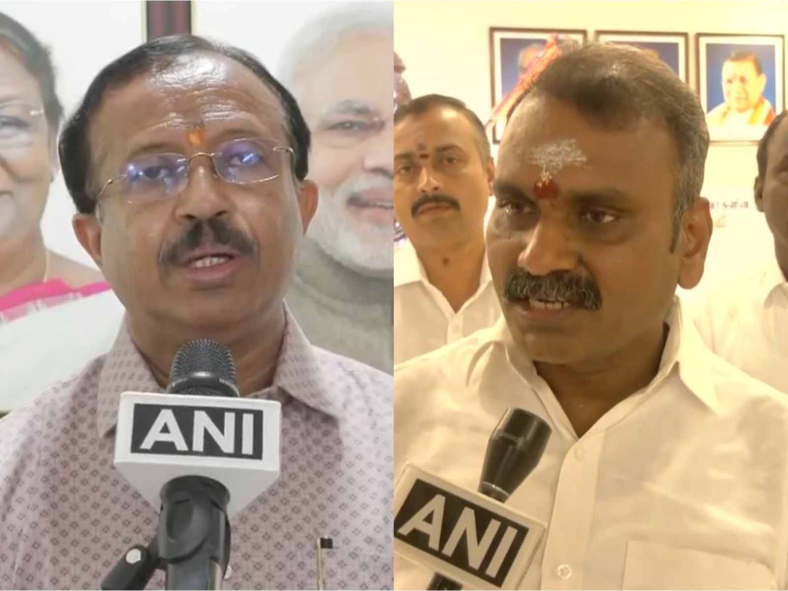 BJP leader V Muraleedharan and Union Minister L Murugan (Photo/ANI)