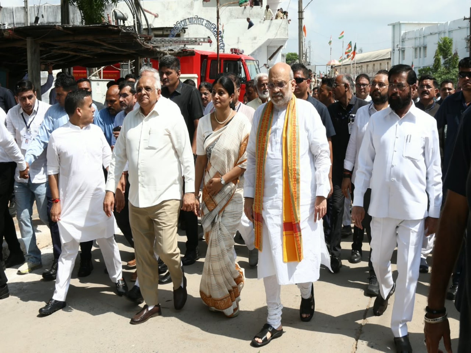 Union Home Minister Amit Shah with Gujarat CM Bhupendra Patel and Maharashtra Deputy CM Eknath Shinde (Photo/Gujarat CMO)