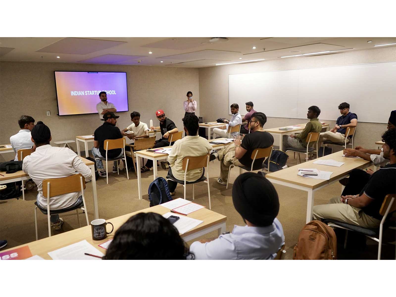 Shivang Slathia, CEO of Indian Startup School giving founder session at ISS Campus, Gurugram, India