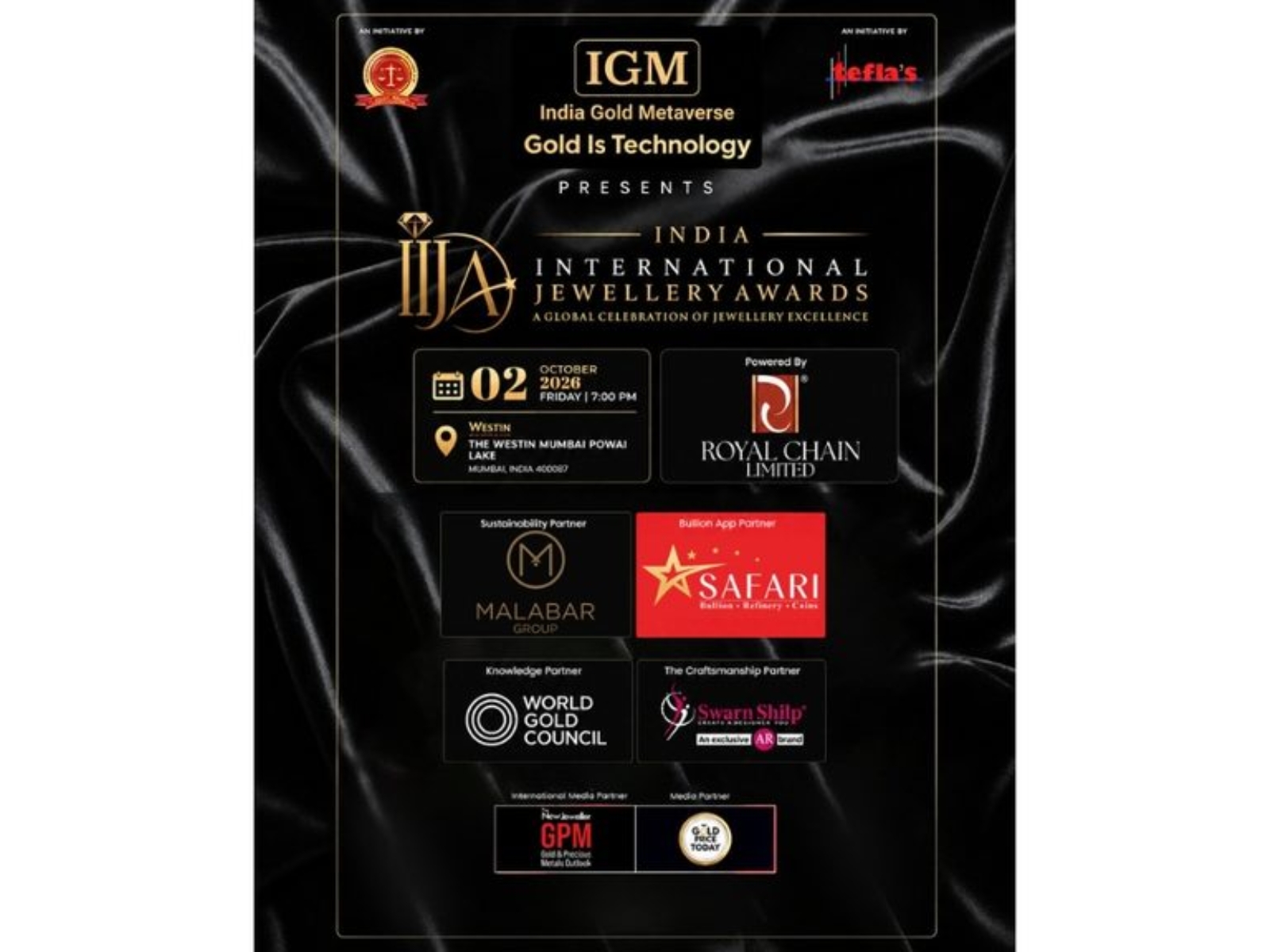 IBJA & Tefla’s bring together the jewellery value chain for a landmark celebration of excellence, innovation, craftsmanship and leadership on 2 October at The Westin Mumbai Powai Lake.