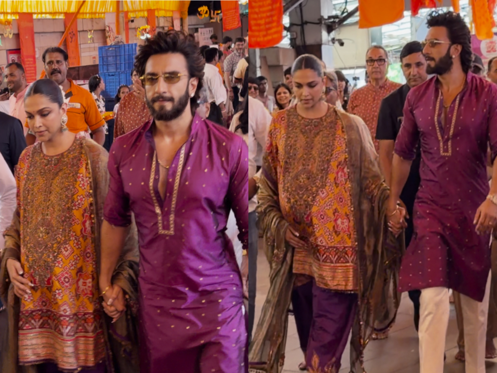 Ranveer Singh, Deepika Padukone visit Siddhivinayak Temple (Photo/ANI)