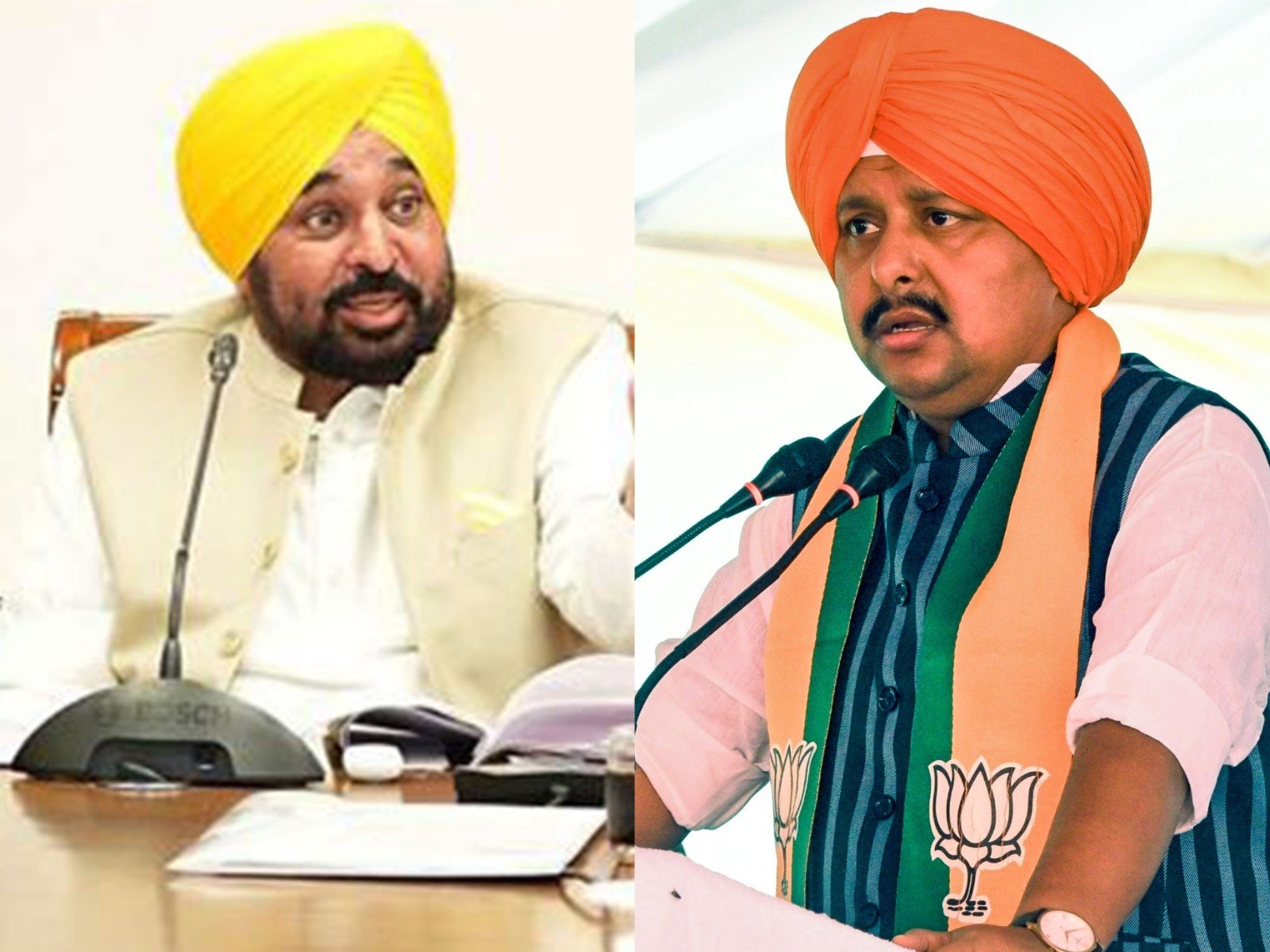 Punjab CM Bhagwant Mann and BJP National President Nitin Nabin (Photo/ANI)