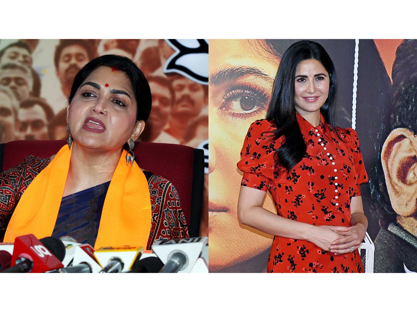 Khushbu Sundar (L) Katrina Kaif (R) (File Photos/ANI)