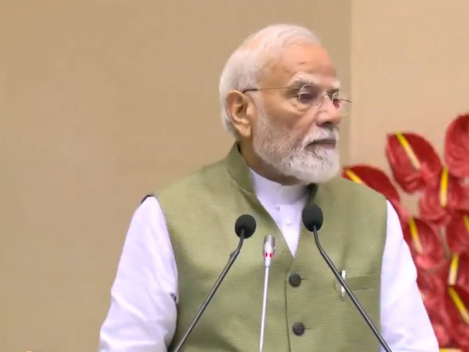 Prime Minister Narendra Modi speaking at the International Conference on “The Future of Environment and Climate Dynamics” in Delhi (Photo/ ANI)