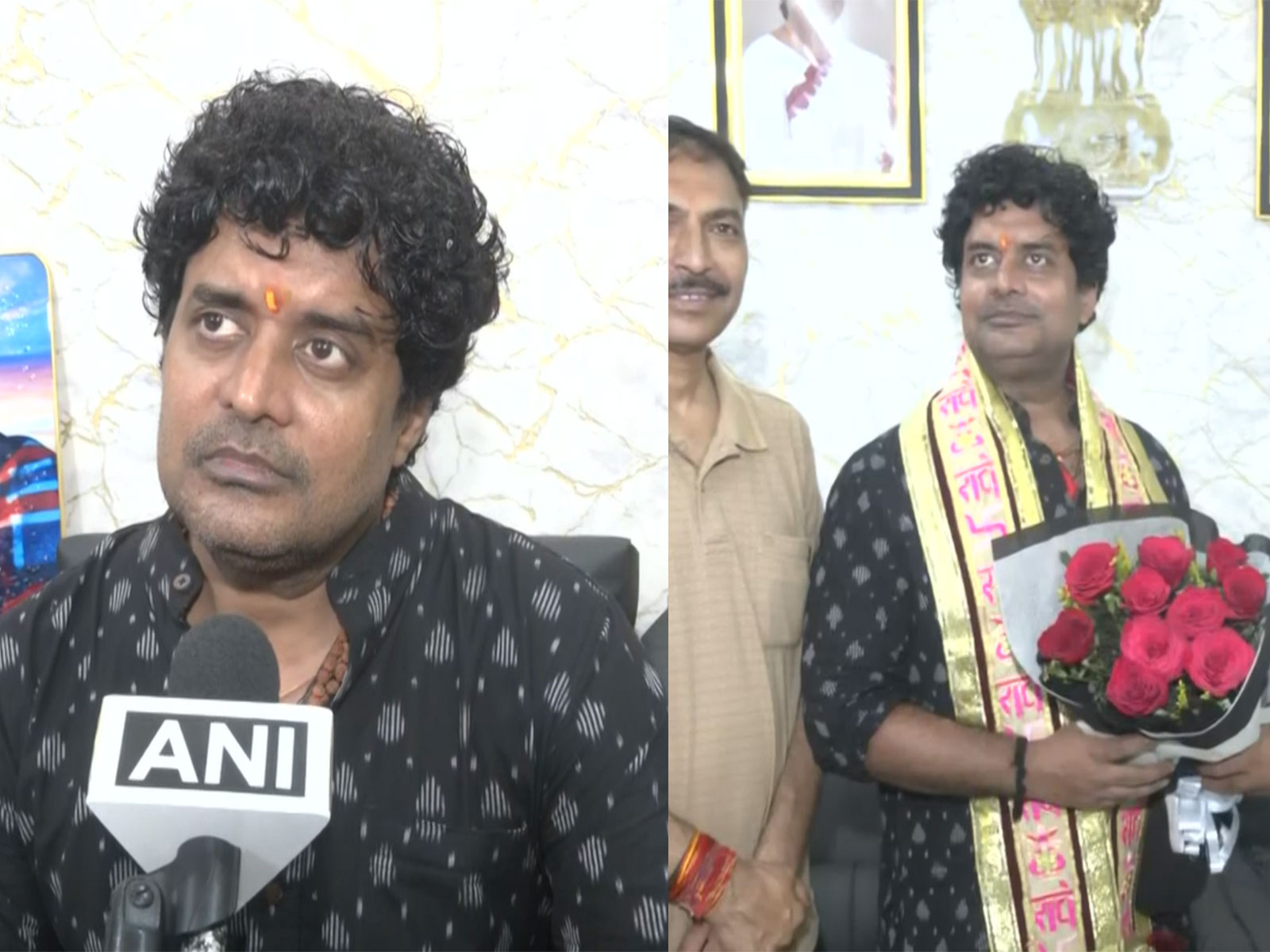 Singer Sadhu Tiwari with Gwalior MP Bharat Singh Kushwaha (Photo/ANI)