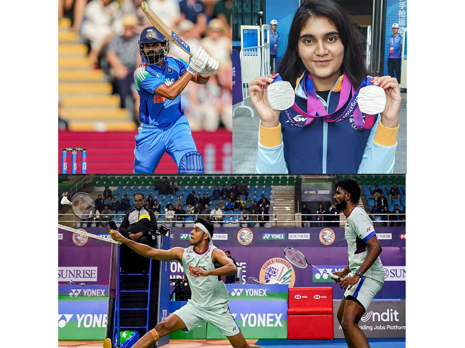 Shreyas Iyer, Esha Singh and Satwiksairaj Rankireddy-Chirag Shetty. (Photo: ANI)