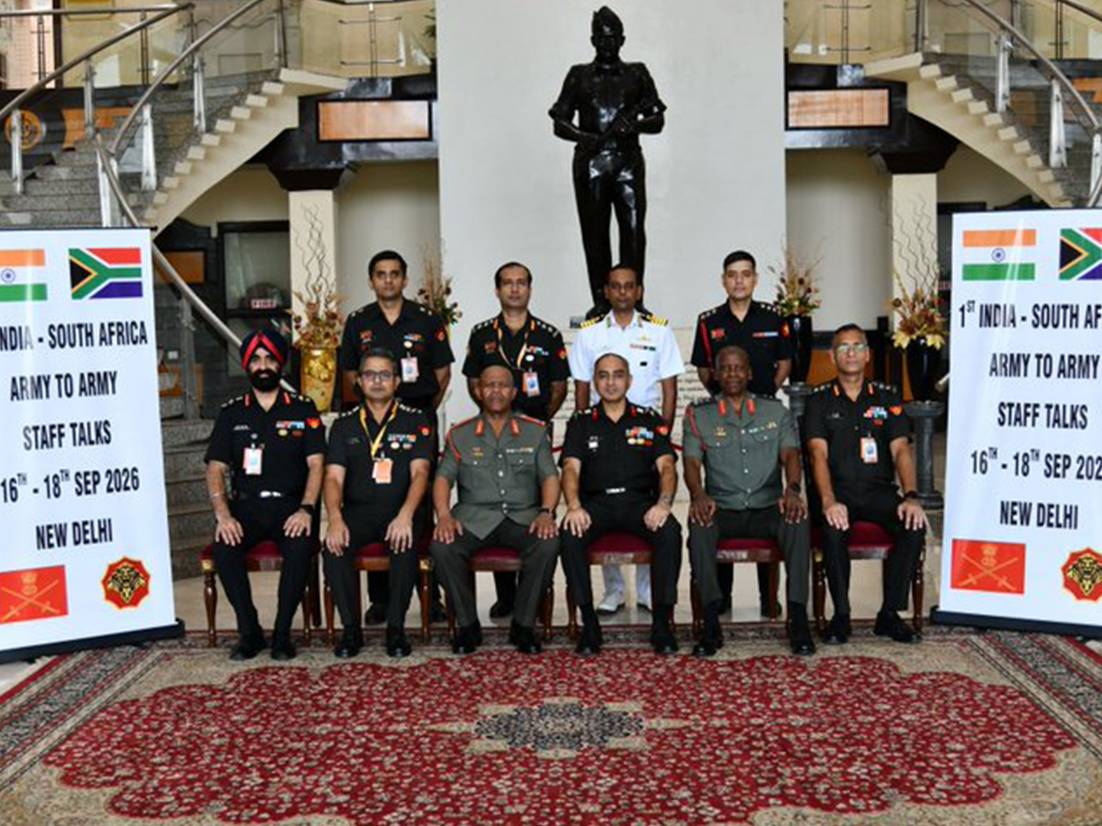 Indian and South African Army personnel during the inaugural Army-to-Army Staff Talks held in New Delhi from September 16–18, 2026. (Photo: X/@adgpi)