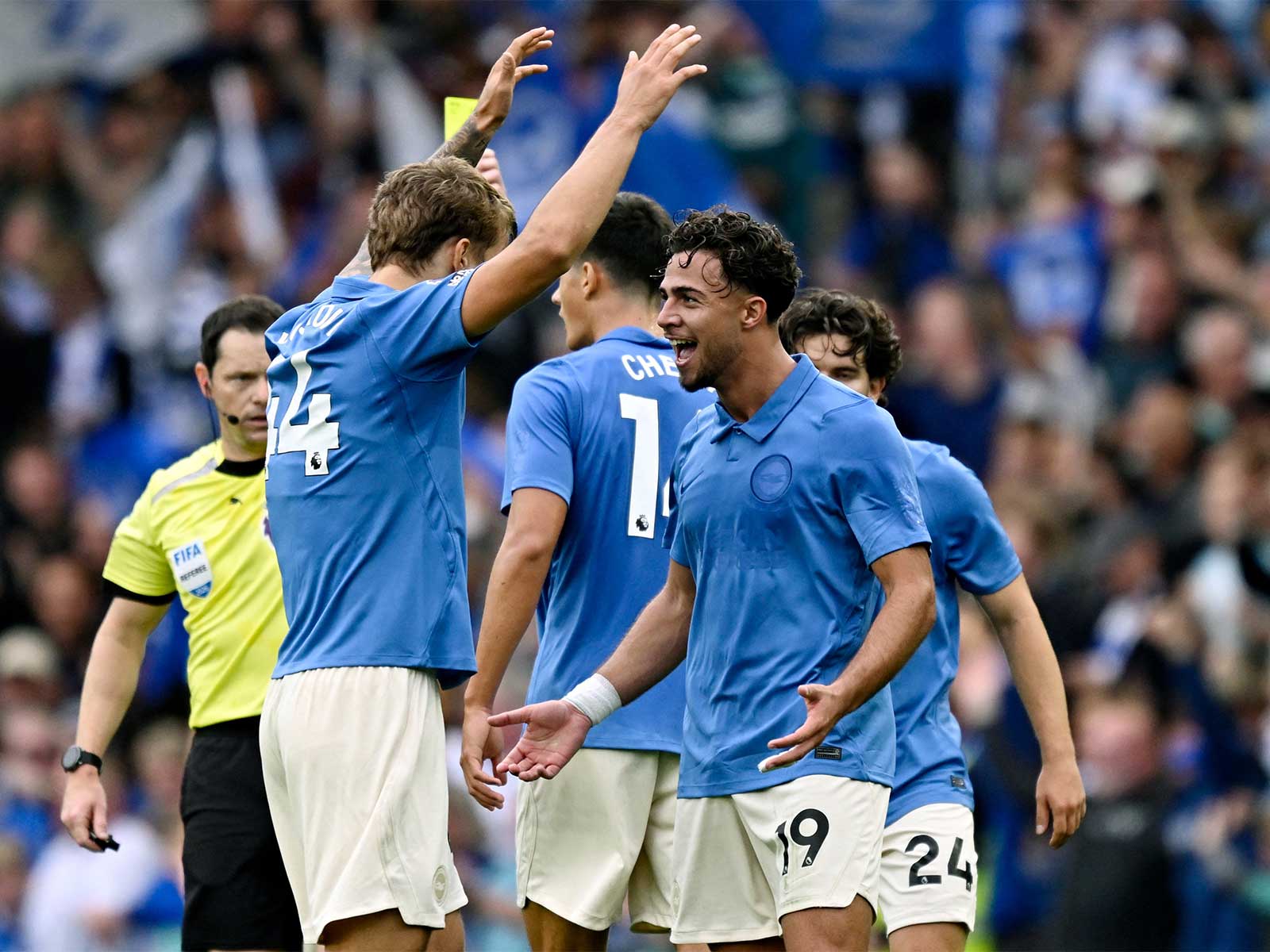 Brighton and Hove Albion players celebrating (Photo: X/@premierleague)