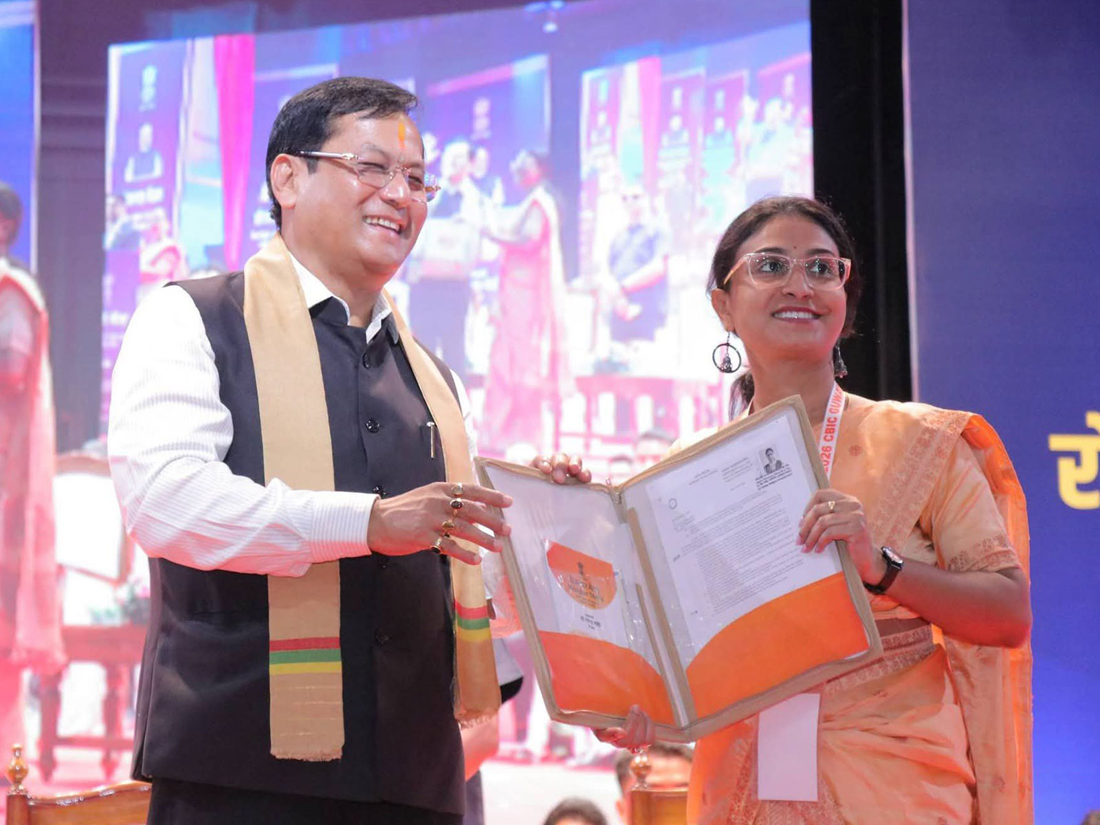 Union minister Sarbananda Sonowal handed over appointed letter (Phoyo/X/ @sarbanandsonwal)