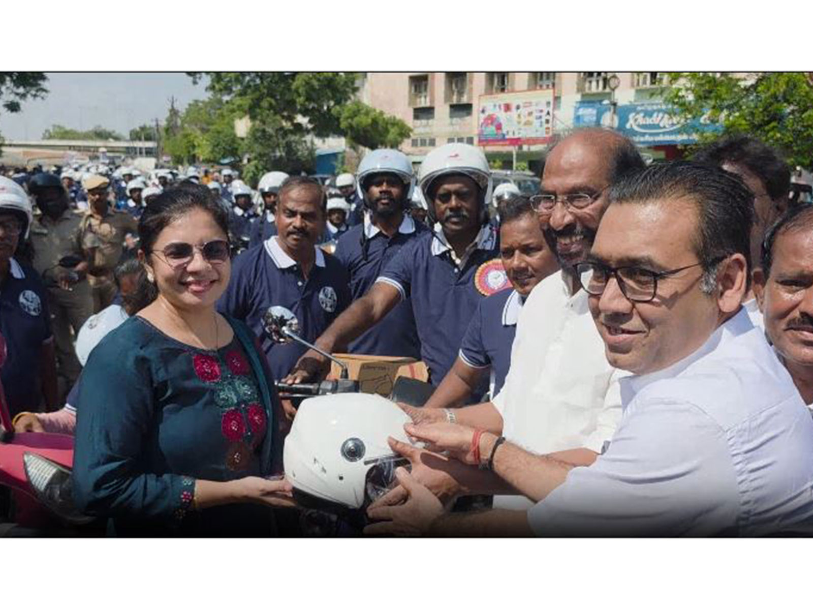 A helmet awareness bike rally organised in Trichy (Photo/ANI)