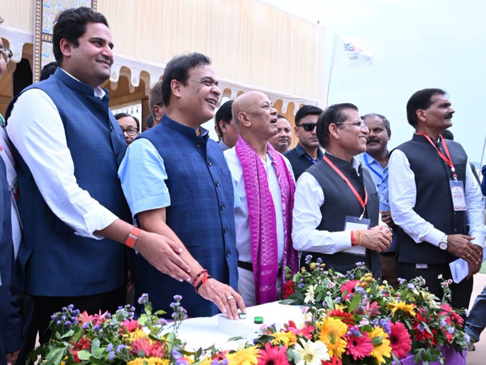 Assam Chief Minister Himanta Biswa Sarma with Adani Group Director Jeet Adani at the ceremony (Photo/@AdaniPower)