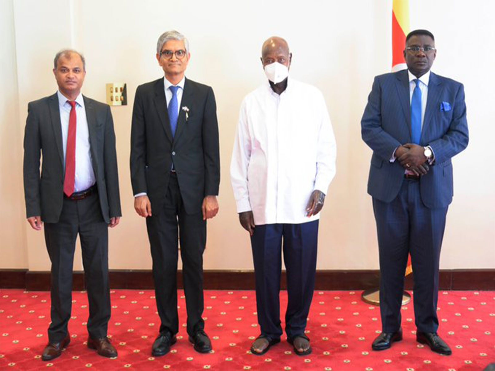 India's High Commissioner to Uganda, Upendra Singh Rawat, during his farewell courtesy call on Ugandan President Yoweri Museveni. (Photo/X/@IndiainUganda)
