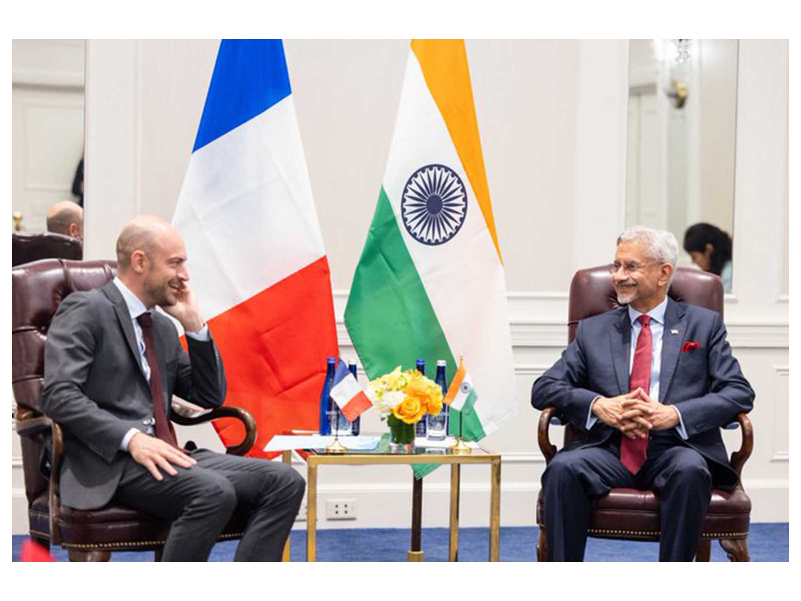 External Affairs Minister S Jaishankar meets French Foreign Minister Jean-Noel Barrot in New York on Monday. (Photo/X/@DrSJaishankar)