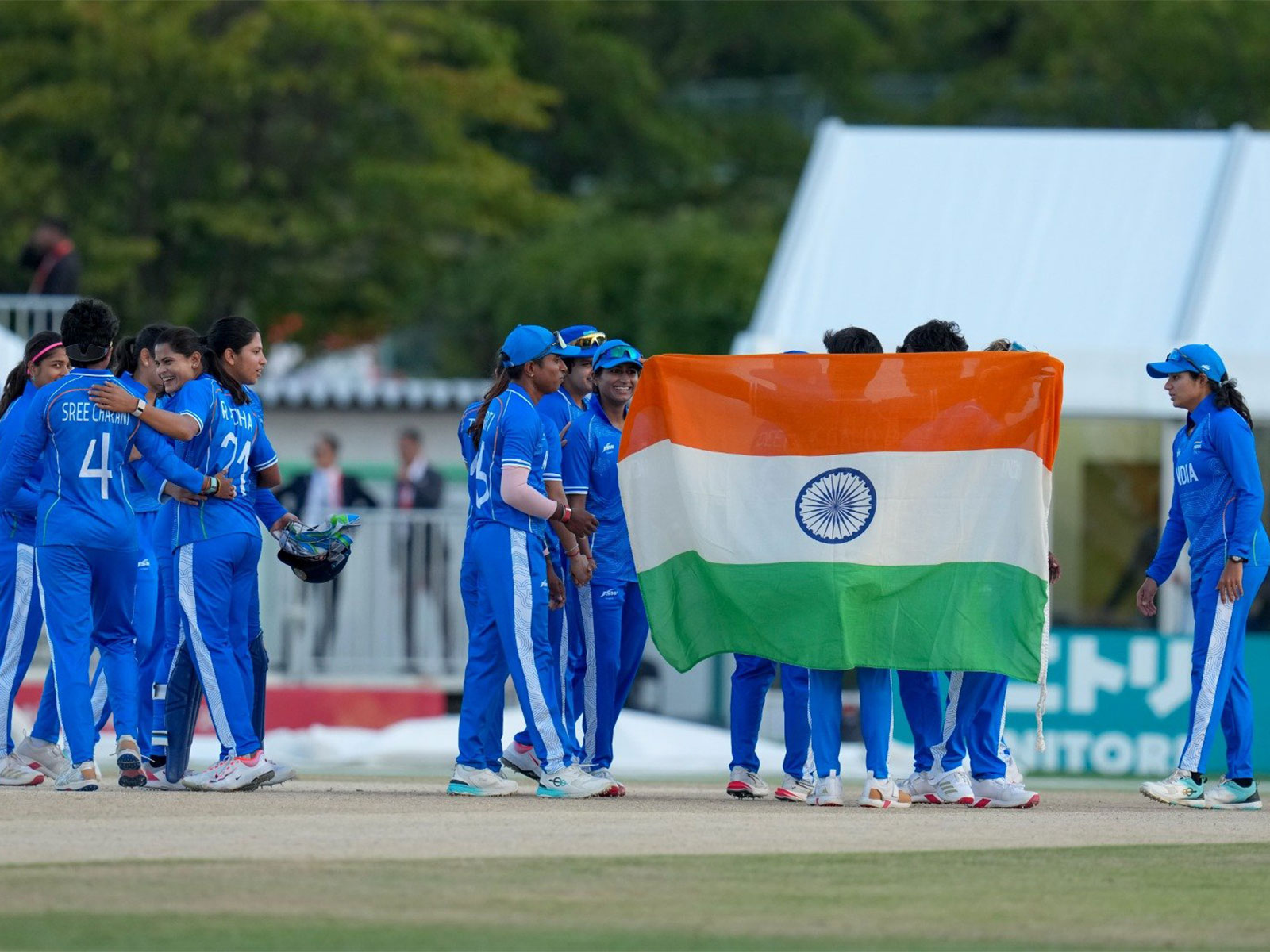 India women's celebrating after winning gold medal at Asian Games 2026. (Photo: X/@PMOIndia)