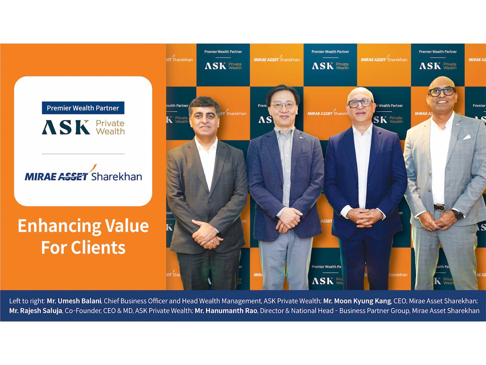 Leadership teams of Mirae Asset Sharekhan and ASK Private Wealth mark partnership launch