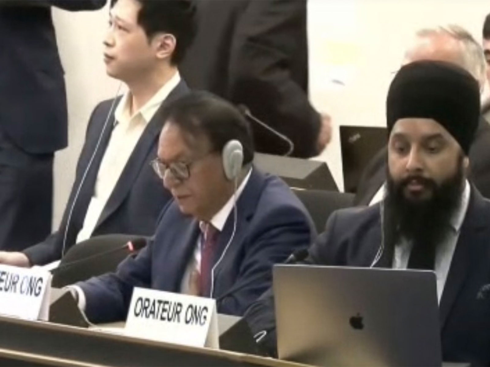 Sardar Shaukat Ali Kashmiri, Chairman of the United Kashmir People’s National Party (UKPNP), addresses the 63rd session of the UN Human Rights Council in Geneva. (Photo/UNTV)