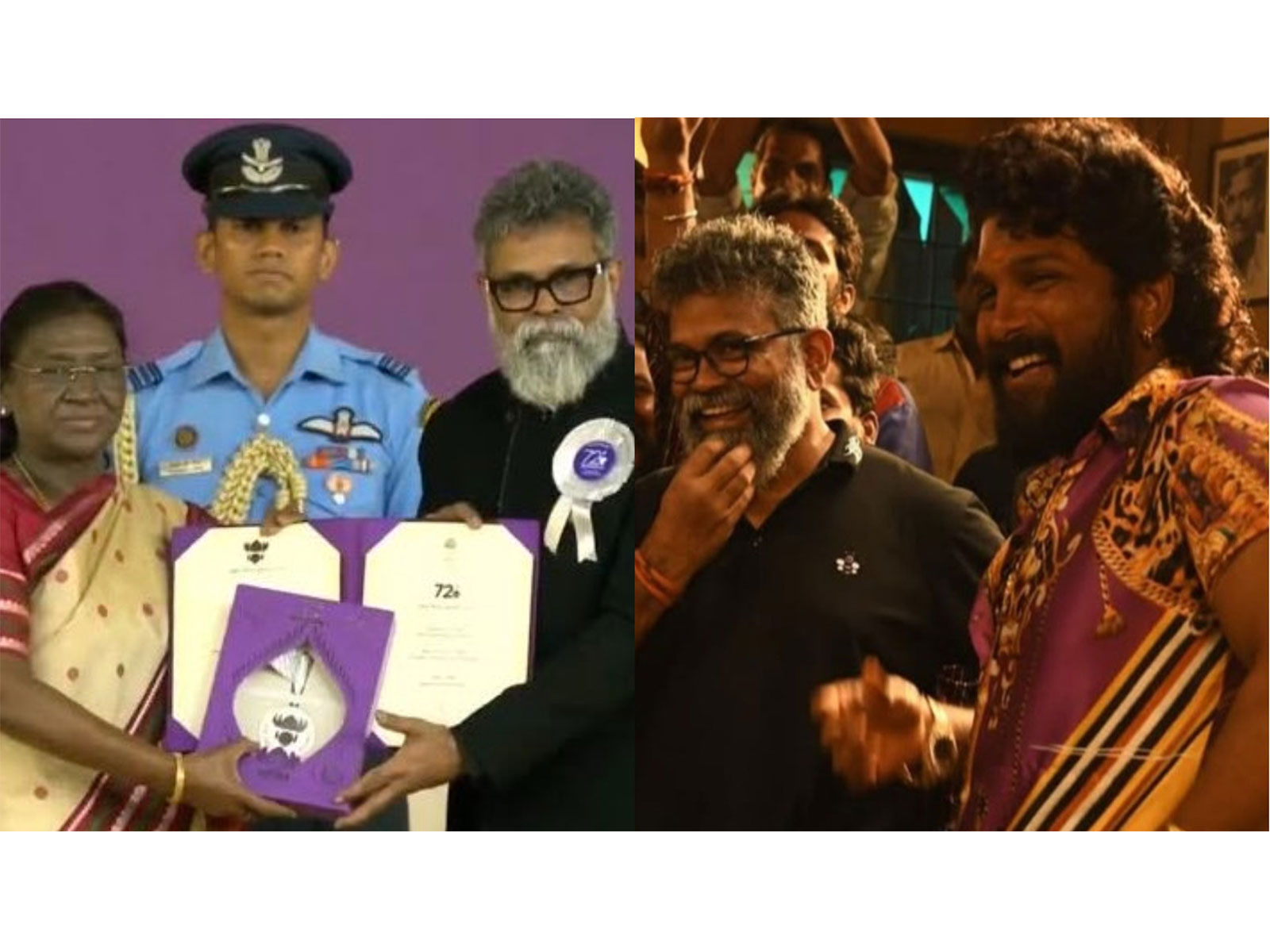 Director Sukumar received National Award from President Droupadi Murmu (Photo/DDNational); Allu Arjun  (Photo/Allu Arjun social media)