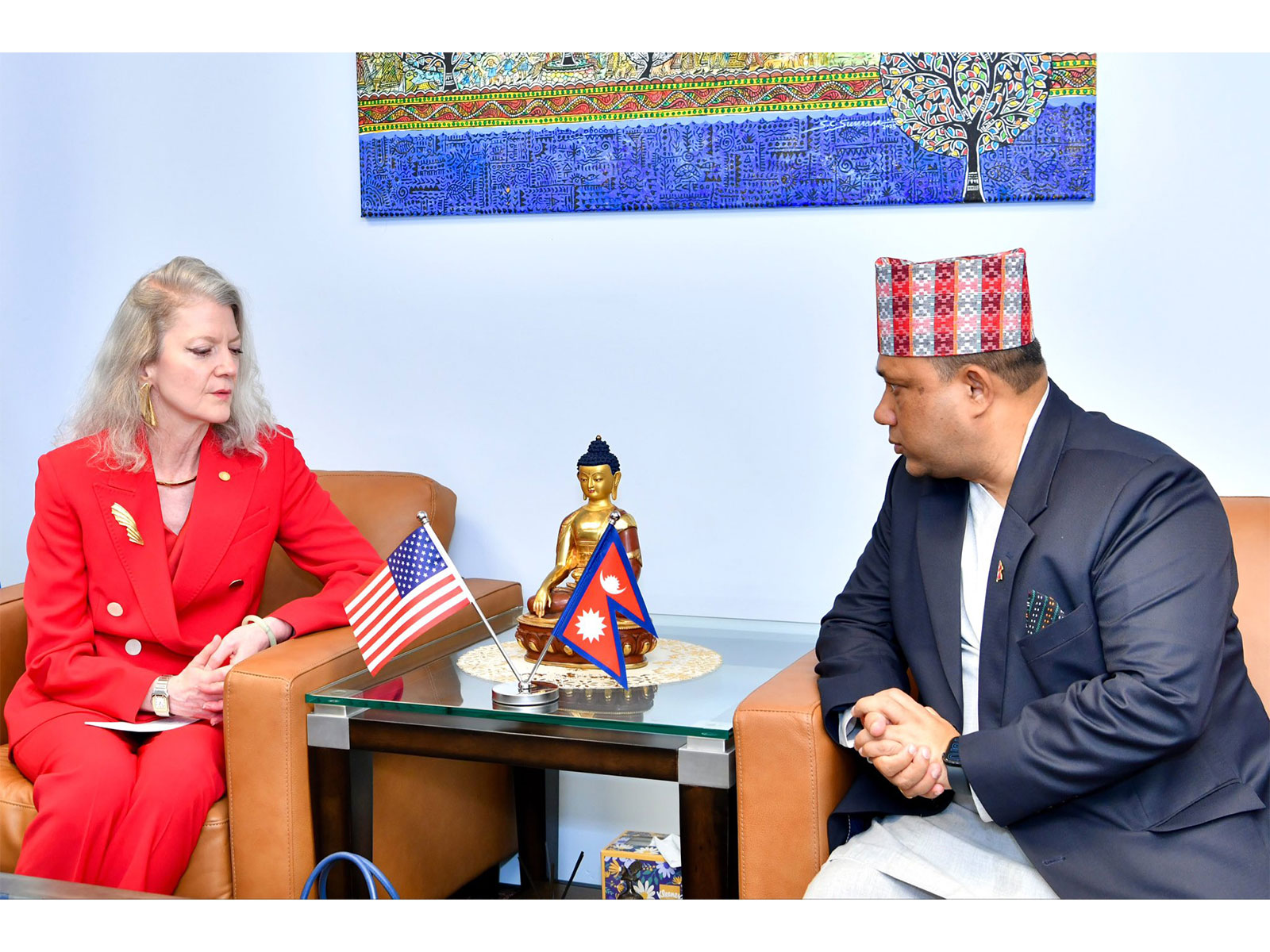 US Under Secretary of State for Political Affairs, Allison Hooker meets Nepal Foreign Minister  Shishir Khanal  (Photo/X/@NepalUNNY)