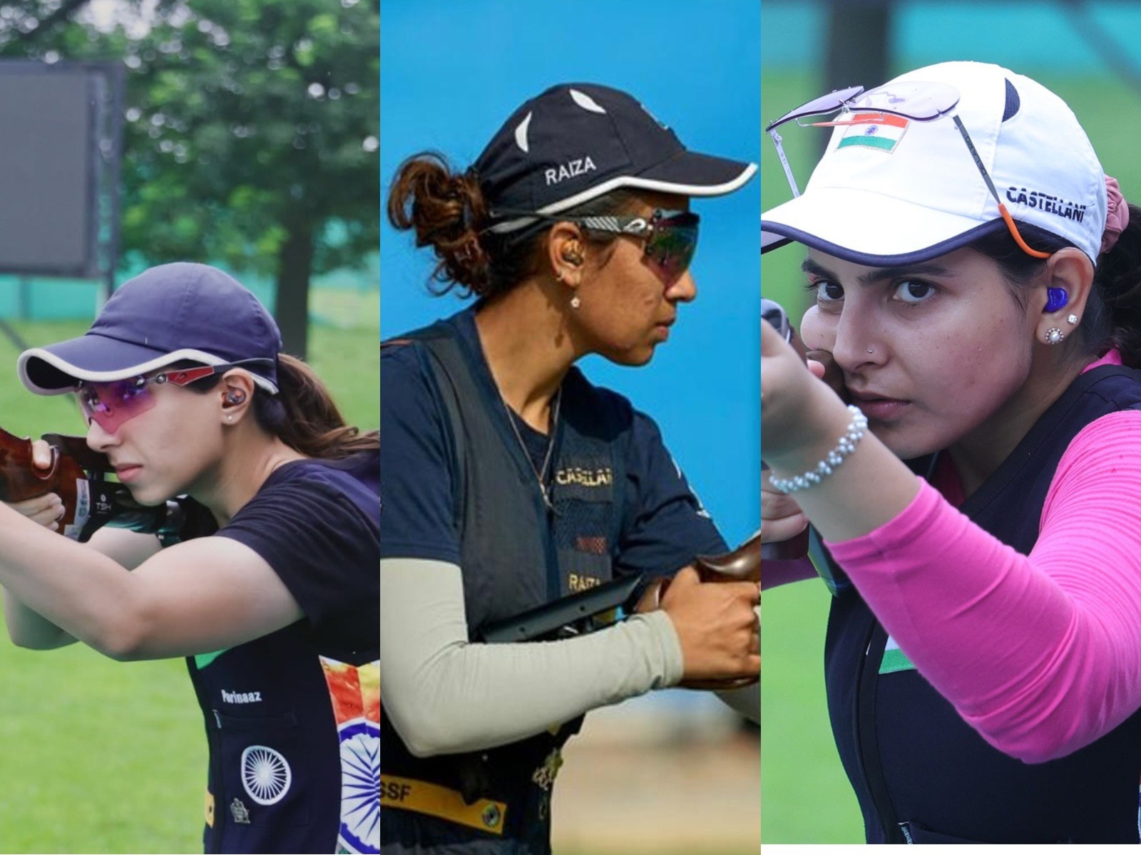 Parinaaz Dhaliwal (Left), Raiza Dhillon (Center) and Maheshwari Chauhan (Right). (Photo: ANI/NRAI/Instagram/dhaliwal.parinaaz)