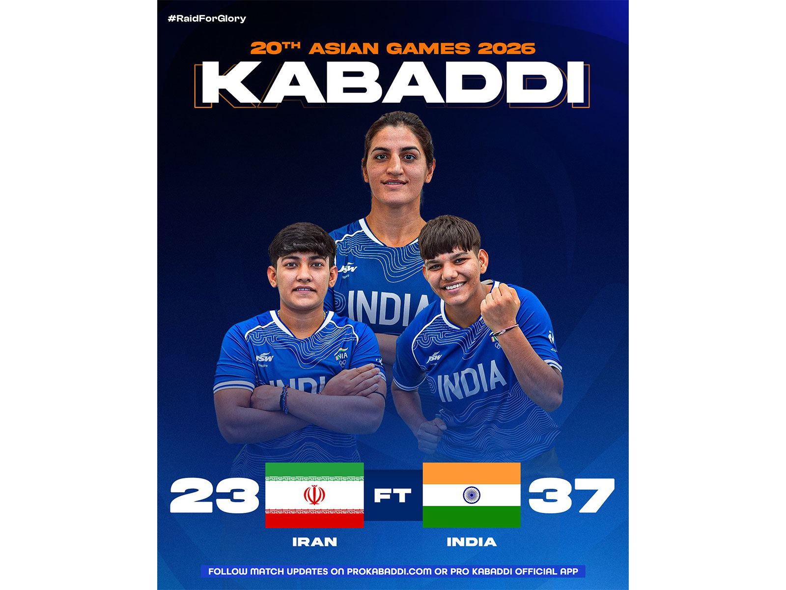 India women’s kabaddi team beats Iran 37-23 in Asian Games 2026 (Photo: X/@ProKabaddi)
