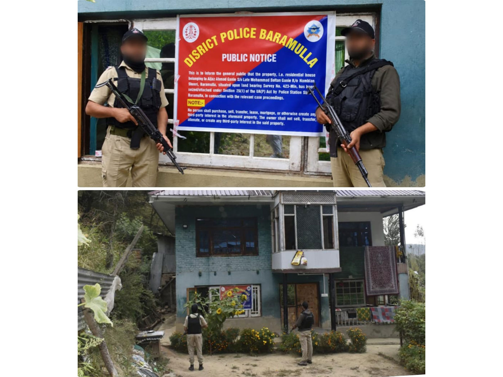 Baramulla Police during an action against terror support infrastructure (Photo/ ANI)