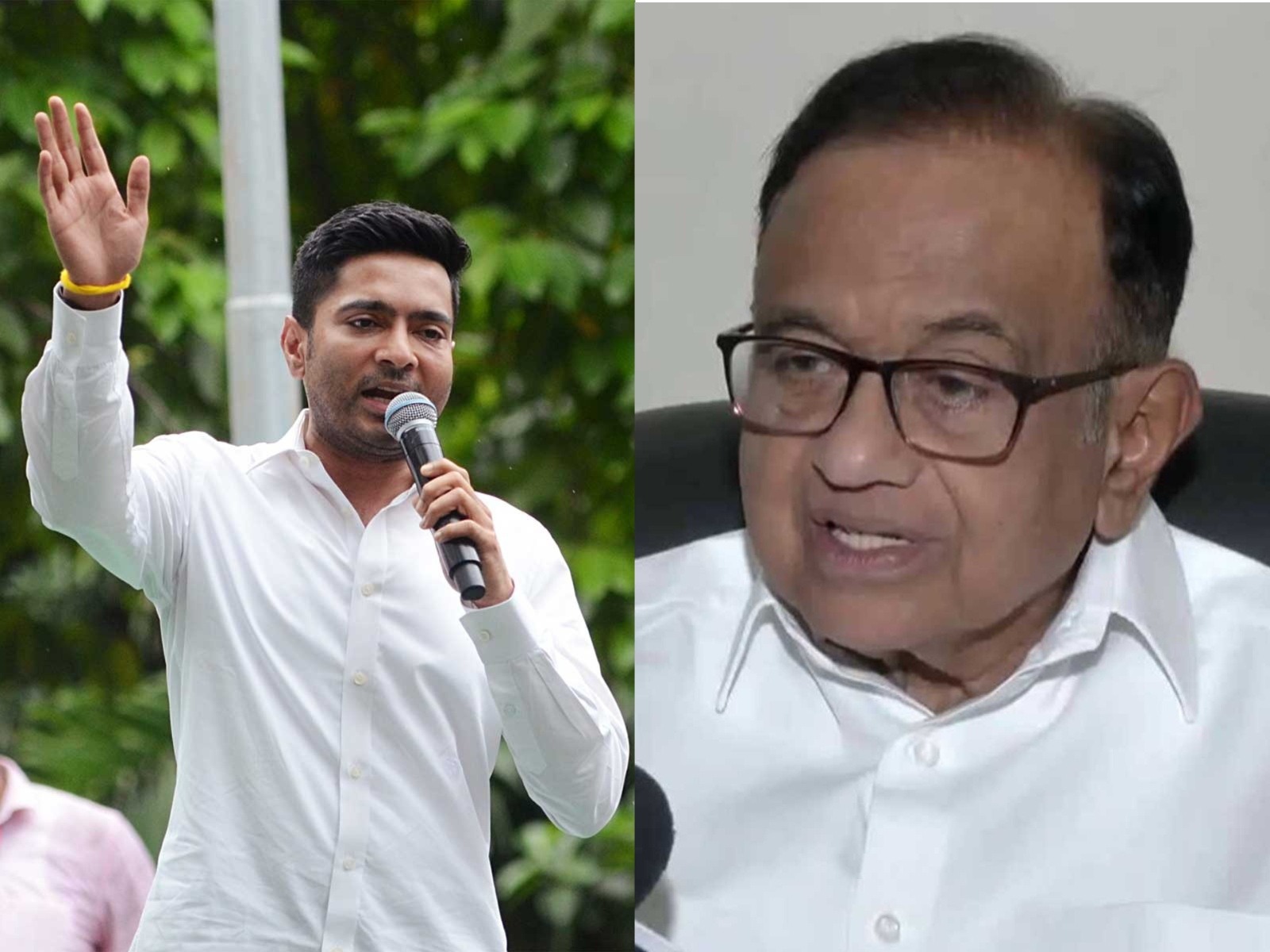 Trinamool Congress (TMC) general secretary Abhishek Banerjee and Congress leader P Chidambaram (Photo/ANI)