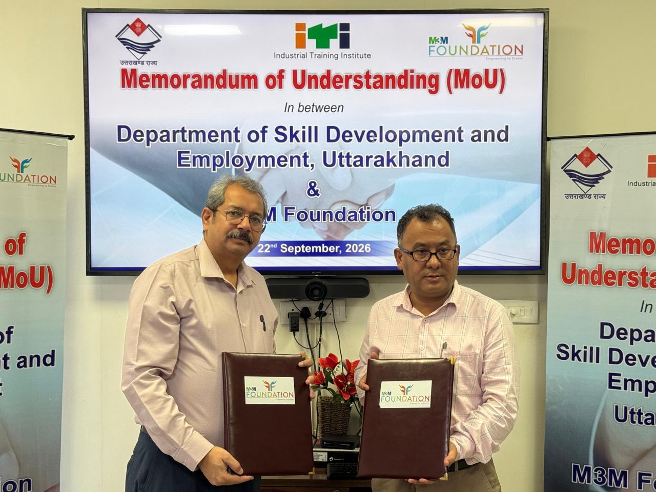 Uttarakhand Government and M3M Foundation representatives during the MoU signing to equip youth with industry-relevant skills