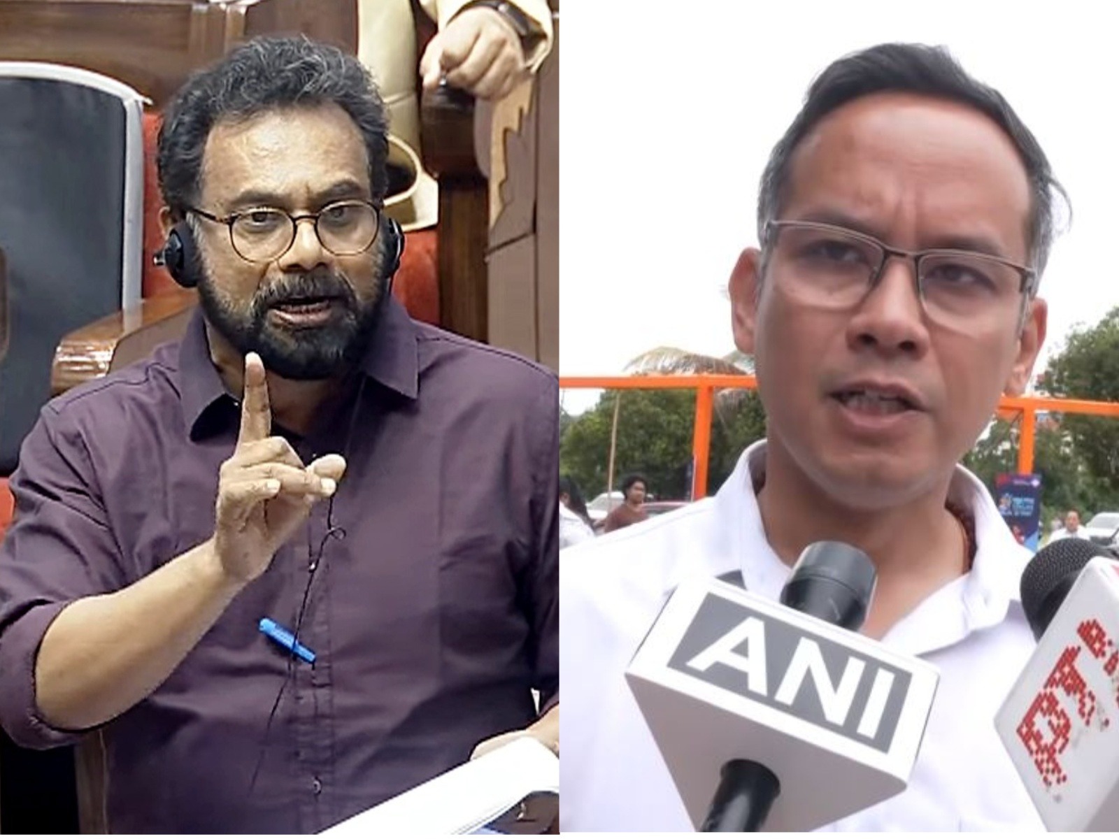 CPI(M) Rajya Sabha MP John Brittas and Congress leader Gaurav Gogoi (Photo/ANI)