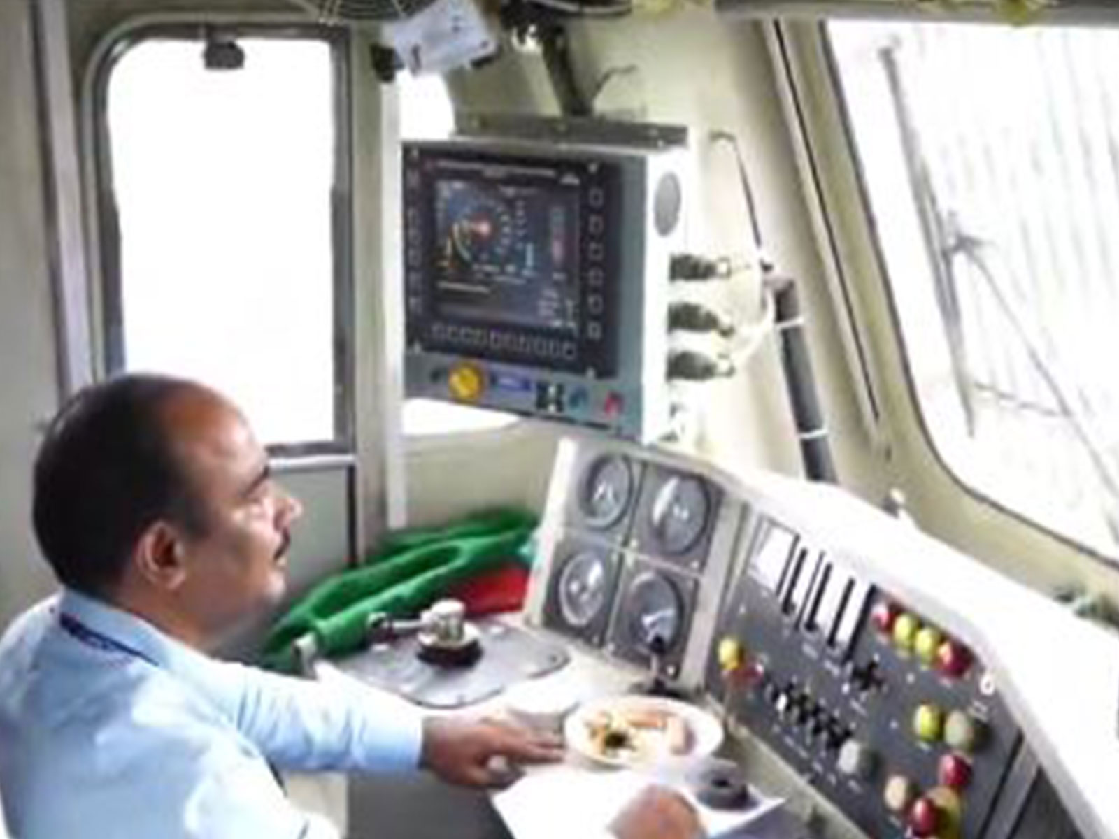 Train driver operating KAVACH Version 4.0 (Photo/ @RailMinIndia)