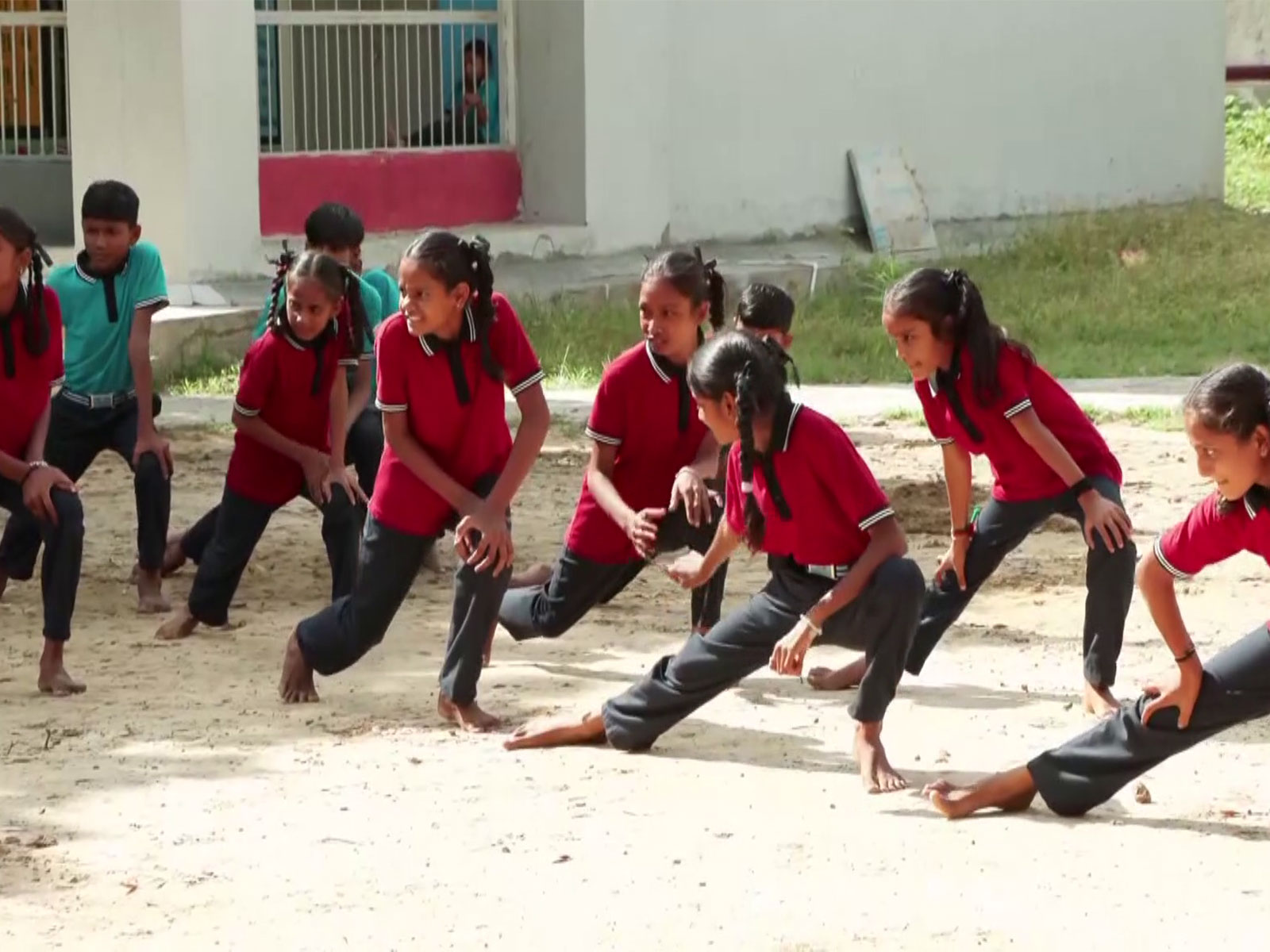 Students utilising the farmland as pratice grounds (Photo/ANI)