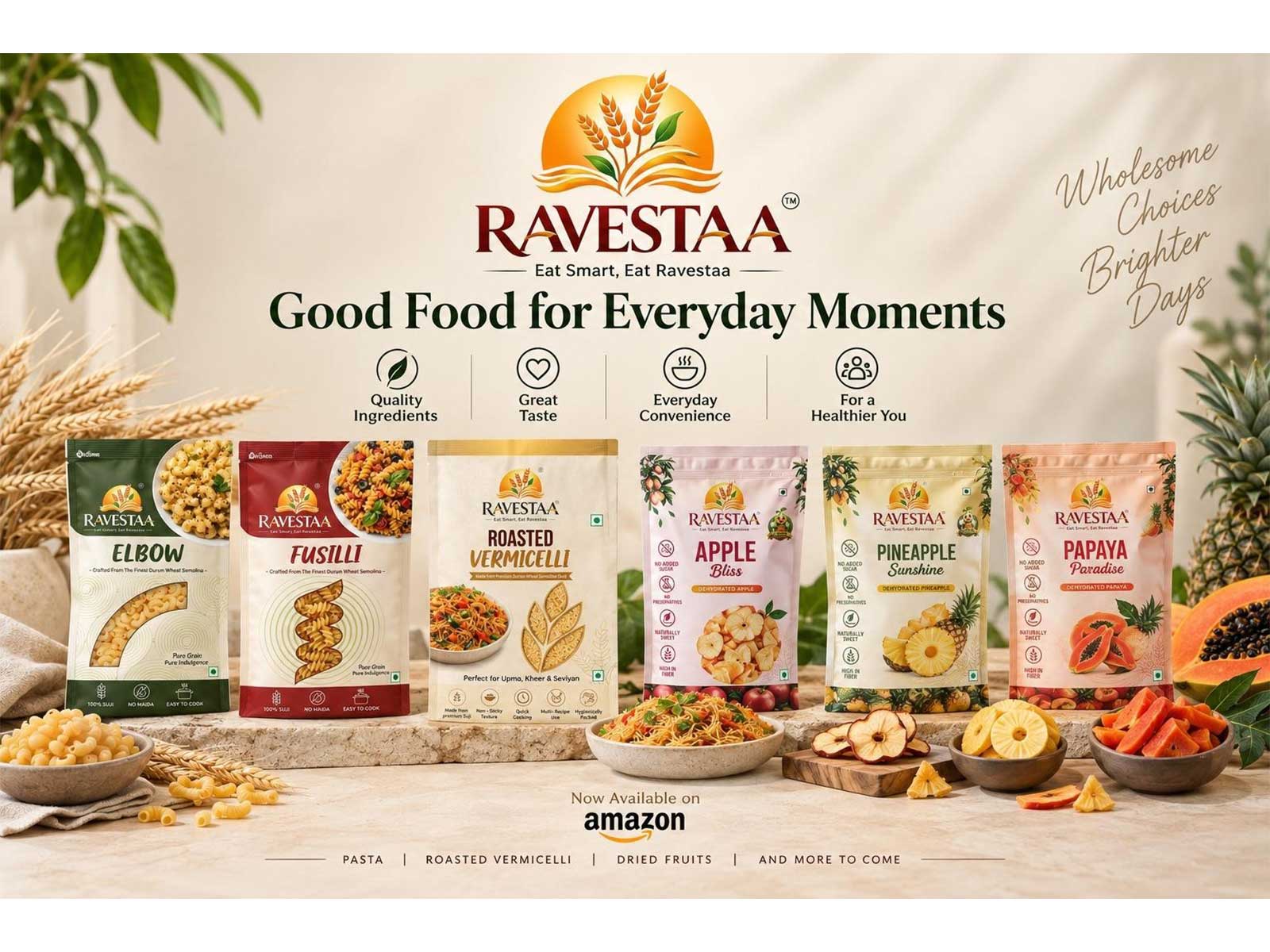 Founded by entrepreneur Shruti Agarwal, Ravestaa debuts with pasta, roasted vermicelli and dehydrated fruit snacks; products are now available on Amazon