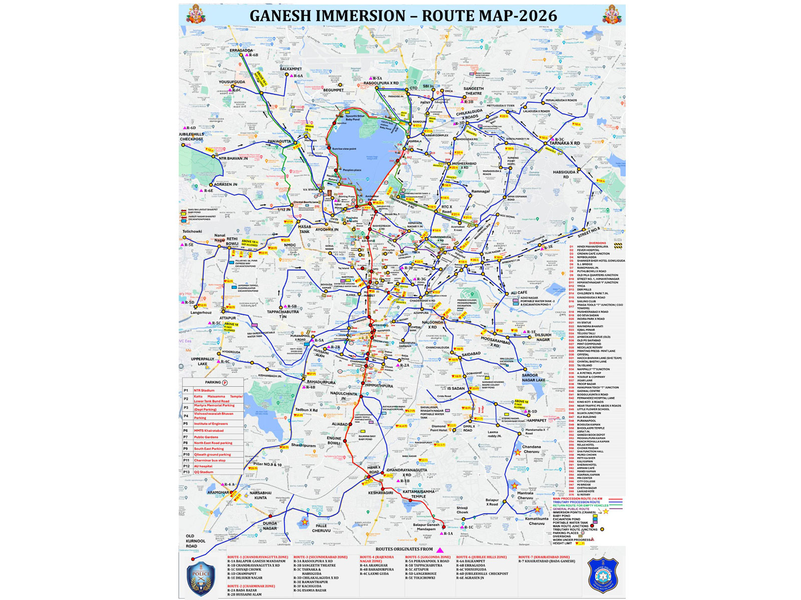 Ganesh immersion route map (Photo/Hyderabad City Police)