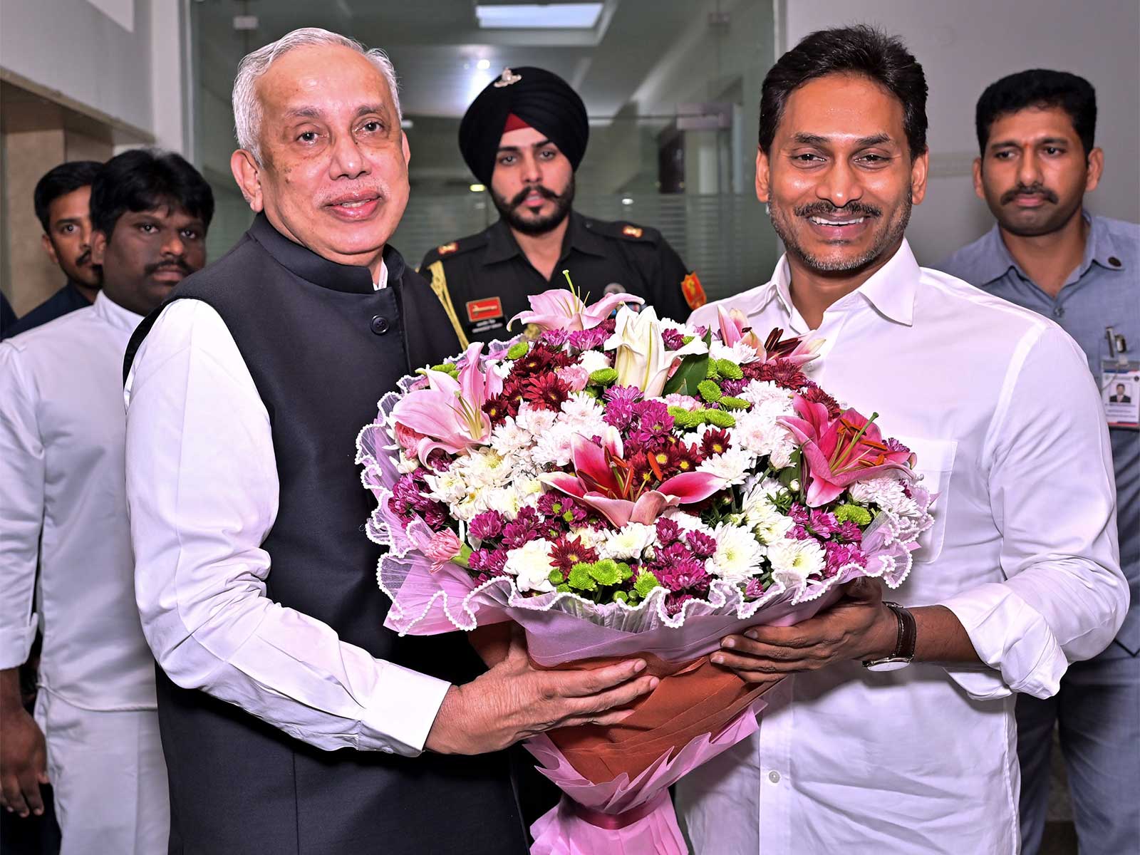 YSRCP president Jagan Reddy meet Governor Justice Abdul Nazeer (Photo/ANI)