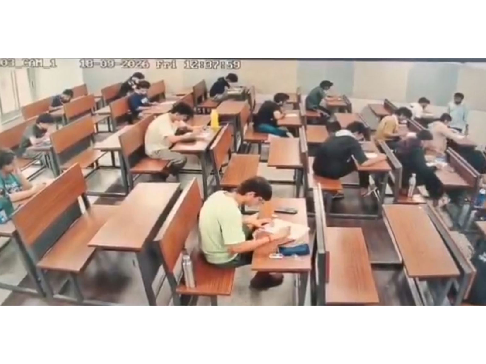 Screengrab of purported CCTV of exam hall of IIT Bombay from September 18 (Photo/Viral Video) 