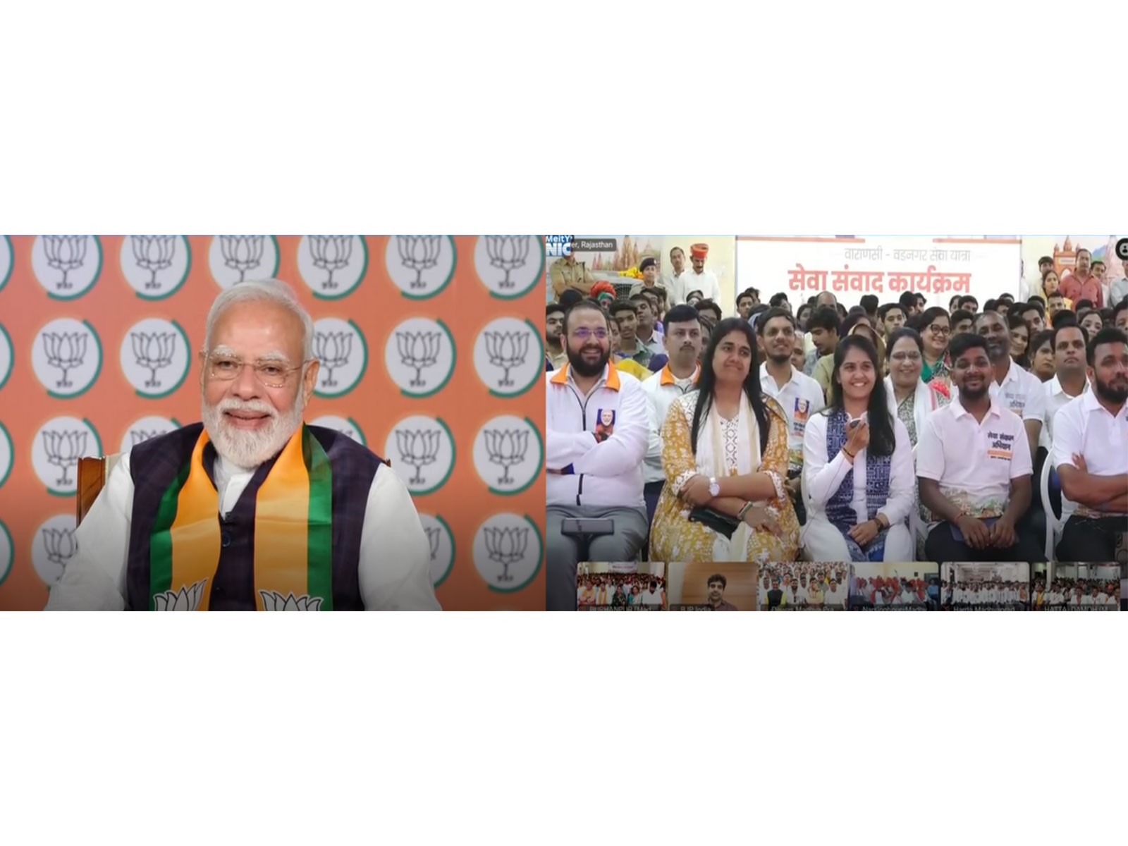 Prime Minister Narendra Modi interacts with Seva Yatris (Photo/ANI-DD)