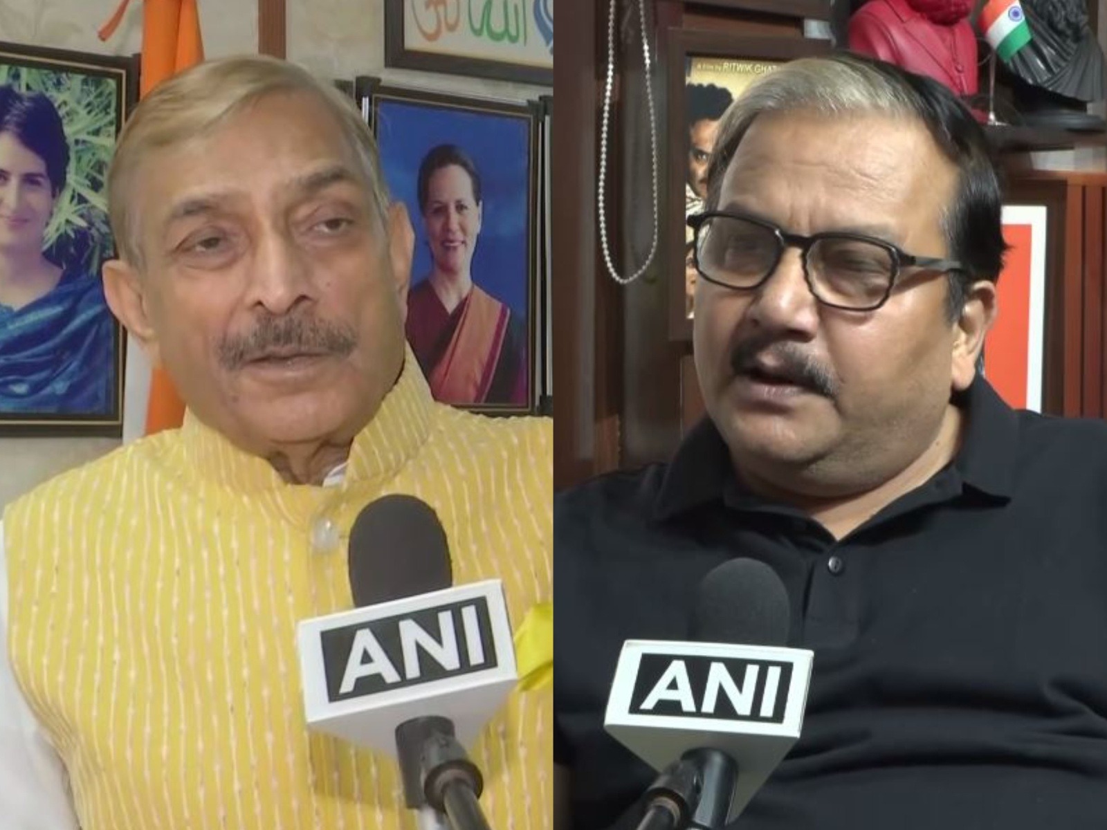 Congress leader Pramod Tiwari, Rashtriya Janata Dal MP Manoj Jha (Photo/ANI)