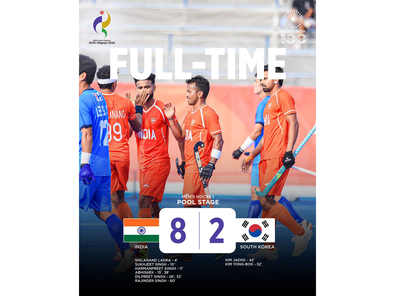 Indian men's hockey team celebrating. (Photo: @TheHockeyIndia X)