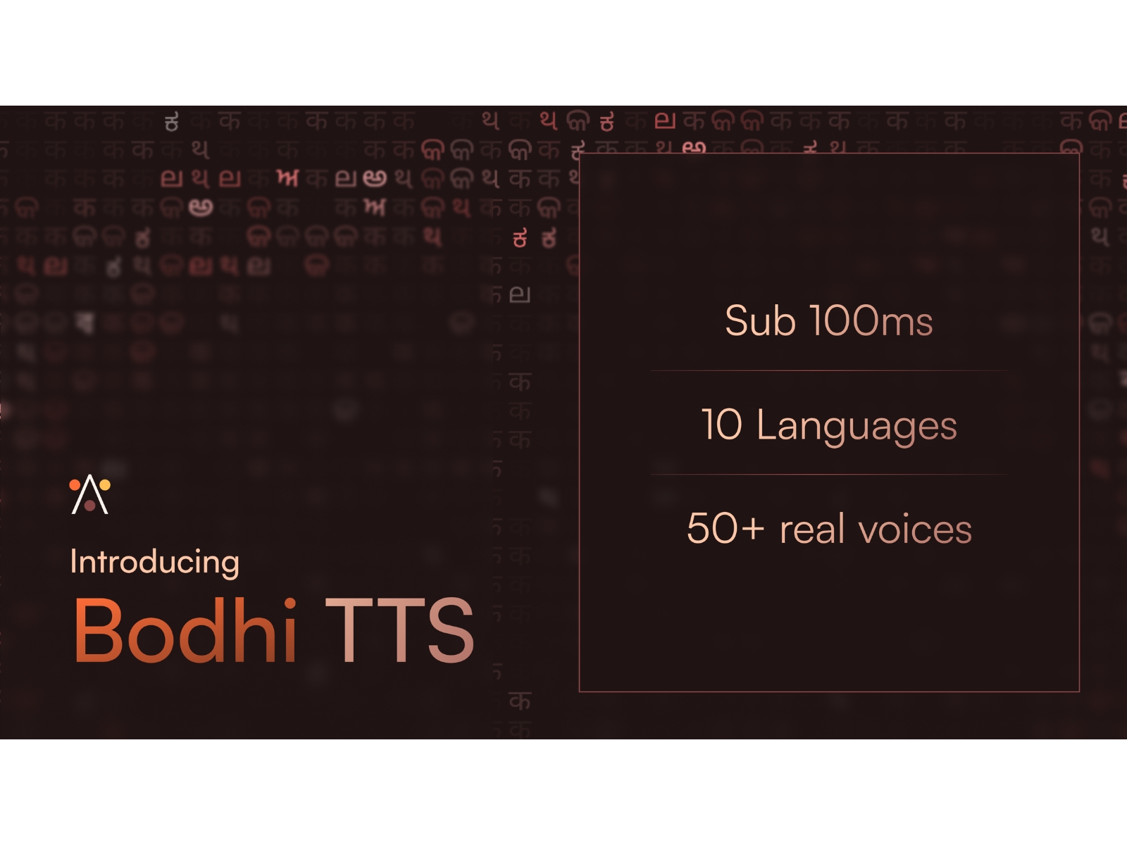 Built in India, Bodhi TTS supports 10 Indian languages, 50+ voices, sub-100ms response, instant voice cloning and precise pronunciation control